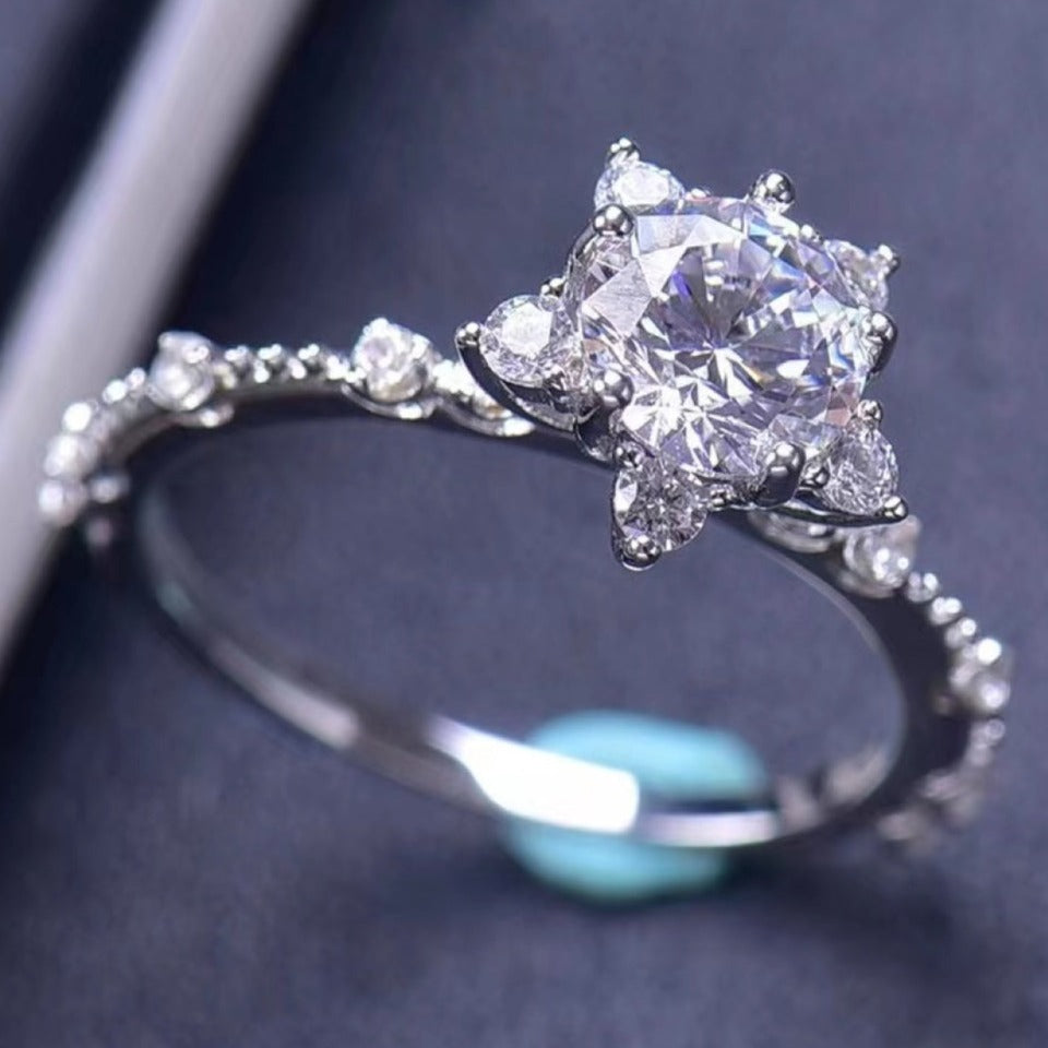 1 Carat Moissanite 6 Prong Engagement Ring - Durable & Sparkling Wedding Band for Women - Perfect for Proposals, Anniversaries, and Everyday Elegance