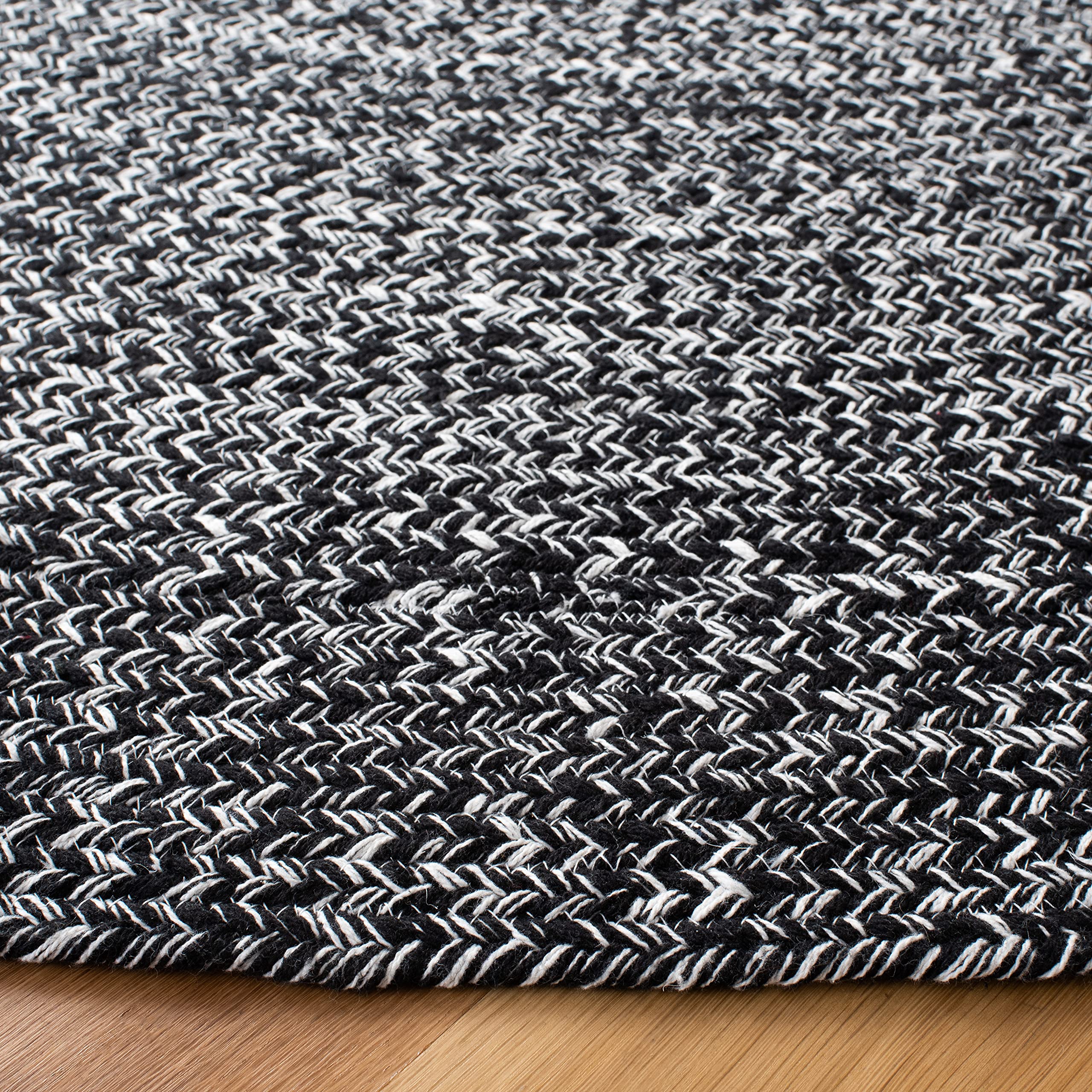 SAFAVIEH Braided Collection 6-Foot Round Black BRD351Z Flatweave Cotton Area Rug - Perfect for Living Room, Bedroom, or Office Decor