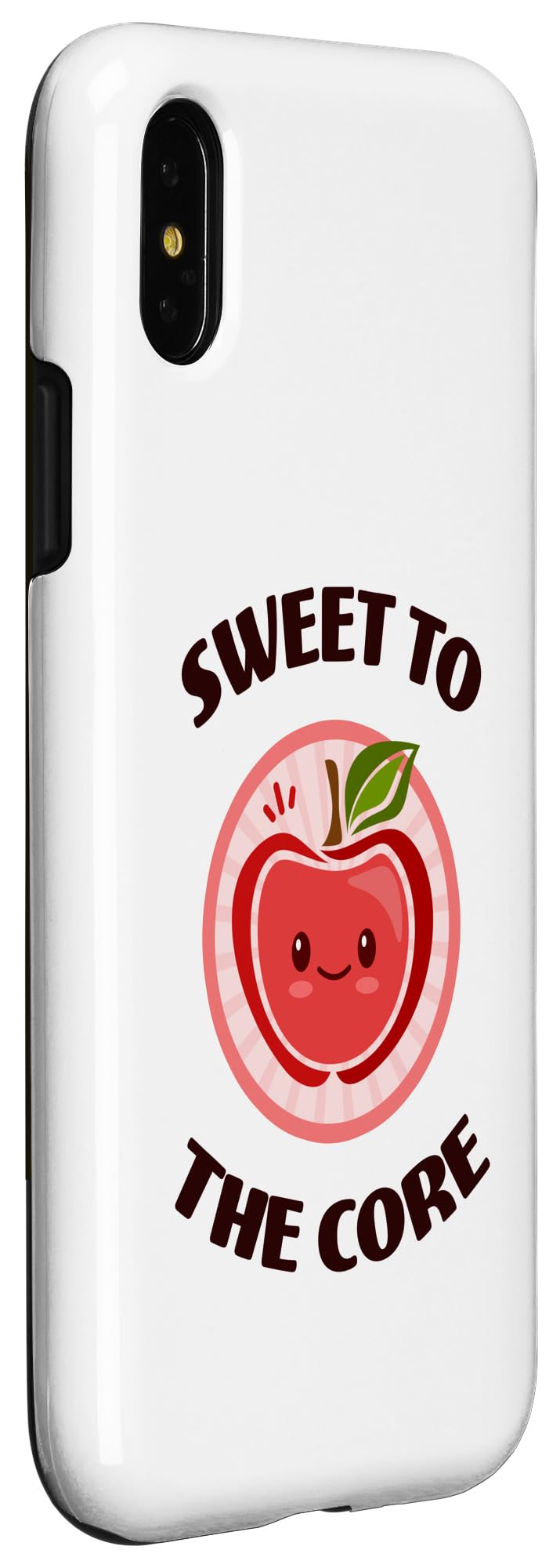 Funny Cute Kawaii Apple Fruit Food Pun Phone Case for iPhone X/XS - Sweet to The Core Protective Cover for Everyday Use & Gifts