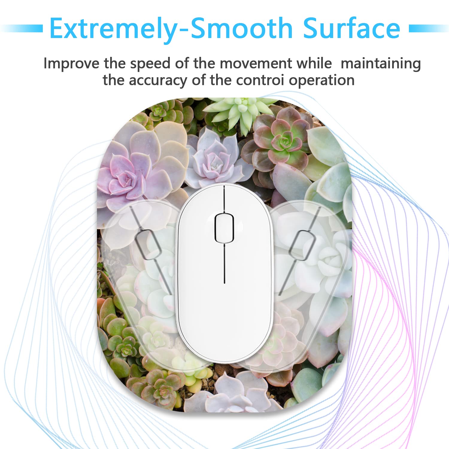 6 x 7 Inch Small Mouse Pad for Laptop - Non-Slip Rubber Base, Waterproof Mouse Mat with Succulent Design - Perfect for Office, Home & Travel Use with Wireless Mouse
