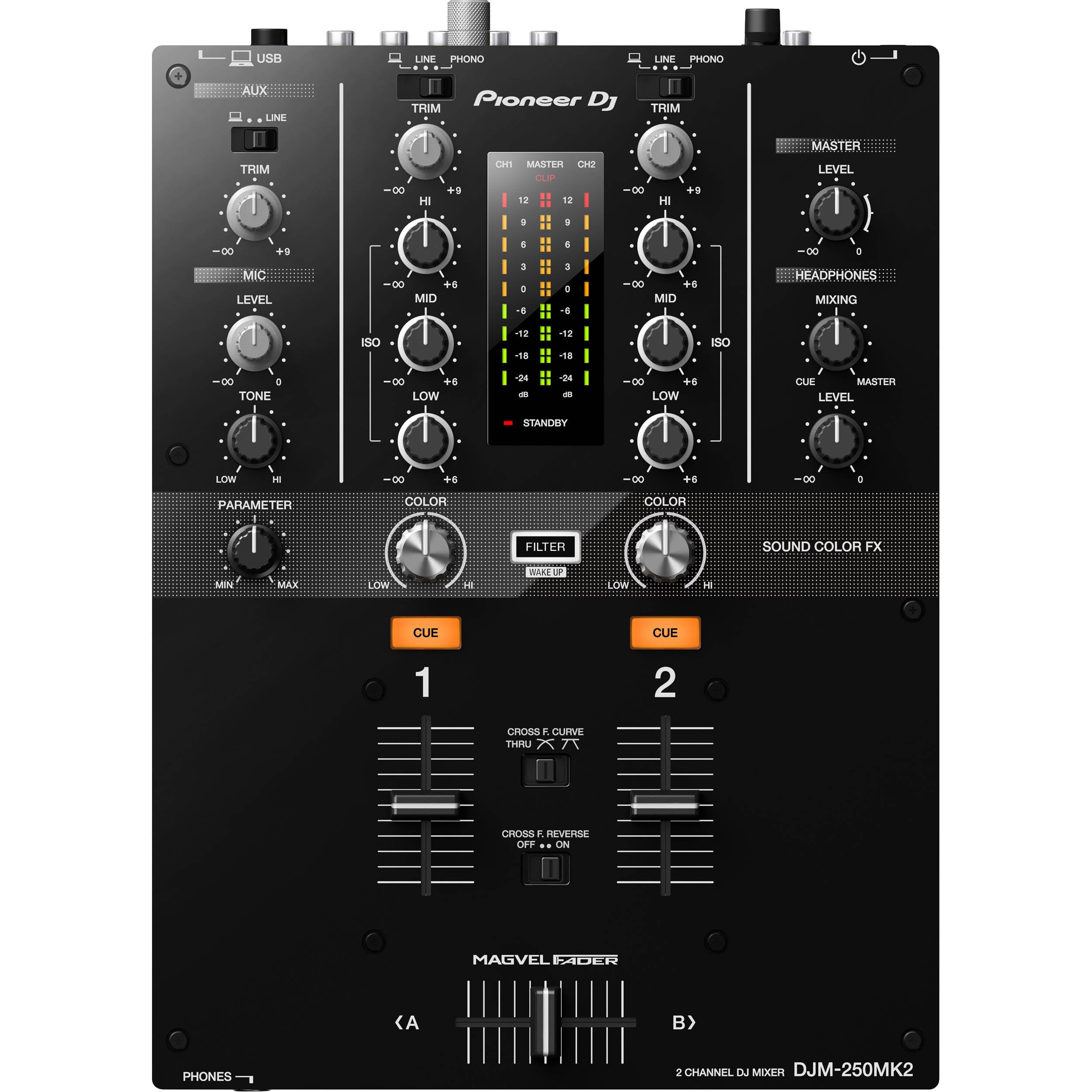 Pioneer DJM-250MK2 Professional 2-Channel DJ Mixer with PLX-500 White Direct Drive Turntables (Pair) - Perfect for Clubs, Home DJing & Music Production