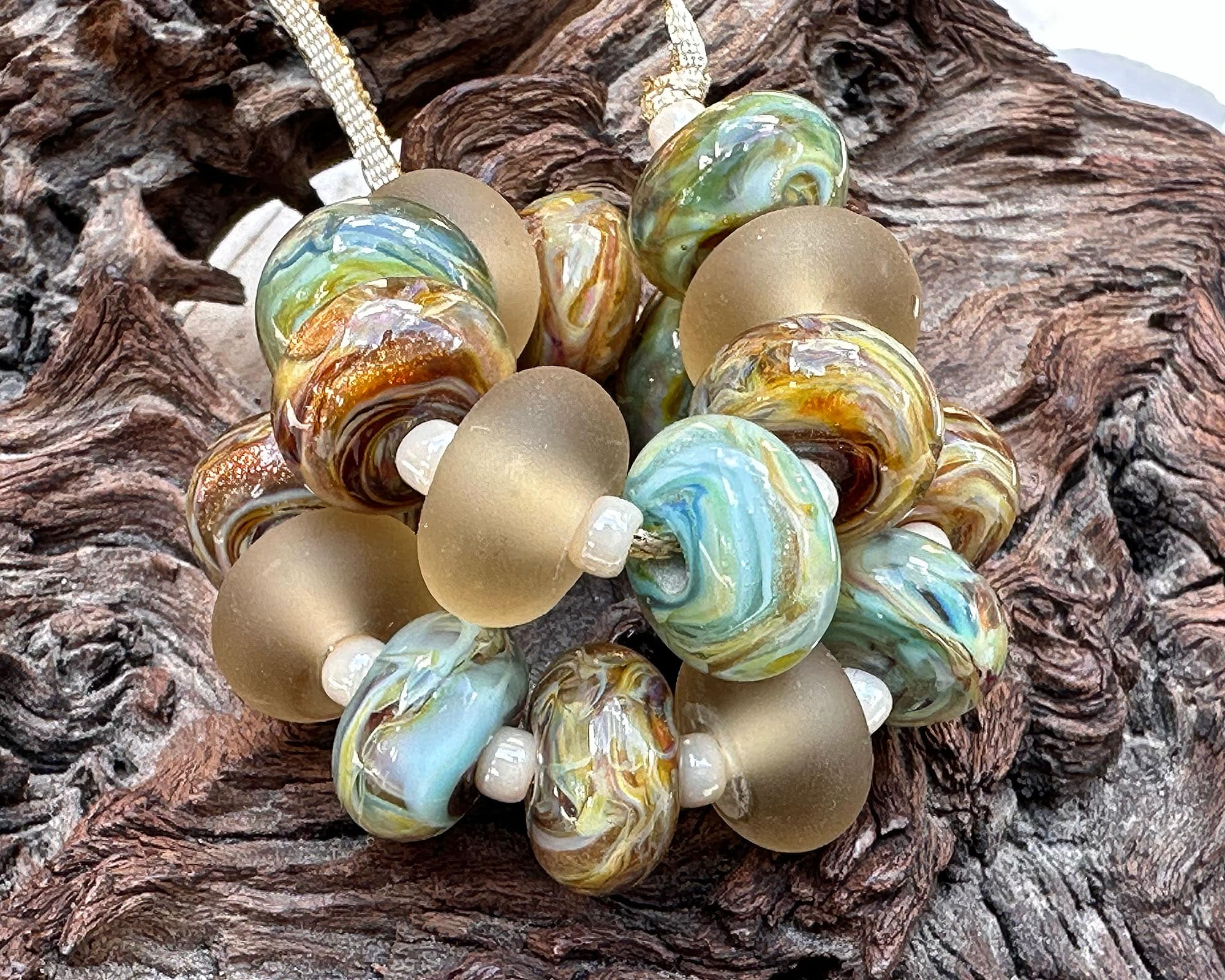 19pcs Green Topaz Swirl Glass Lampwork Beads for Jewelry Making - DIY Necklace, Bracelet, Earrings Craft Supplies - Perfect for Beading, Wire Wrapping & Gift Making Projects