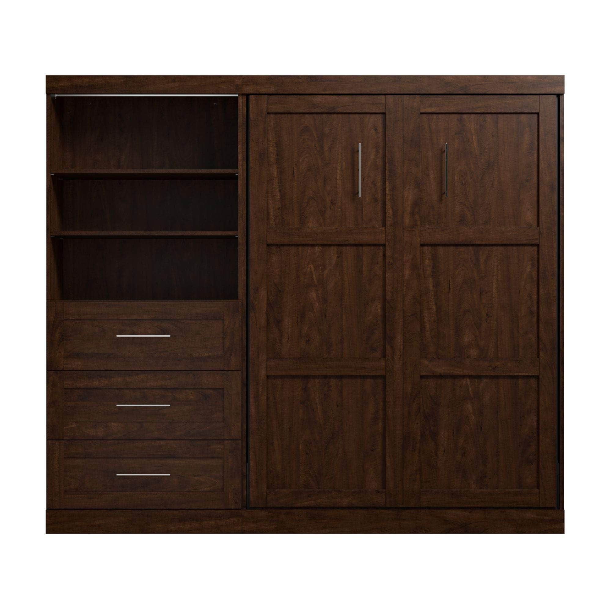 Pur Full Murphy Wall Bed with Storage Drawers - Space-Saving Foldable Bed for Small Apartments & Guest Rooms (95W, 3 Color Options)