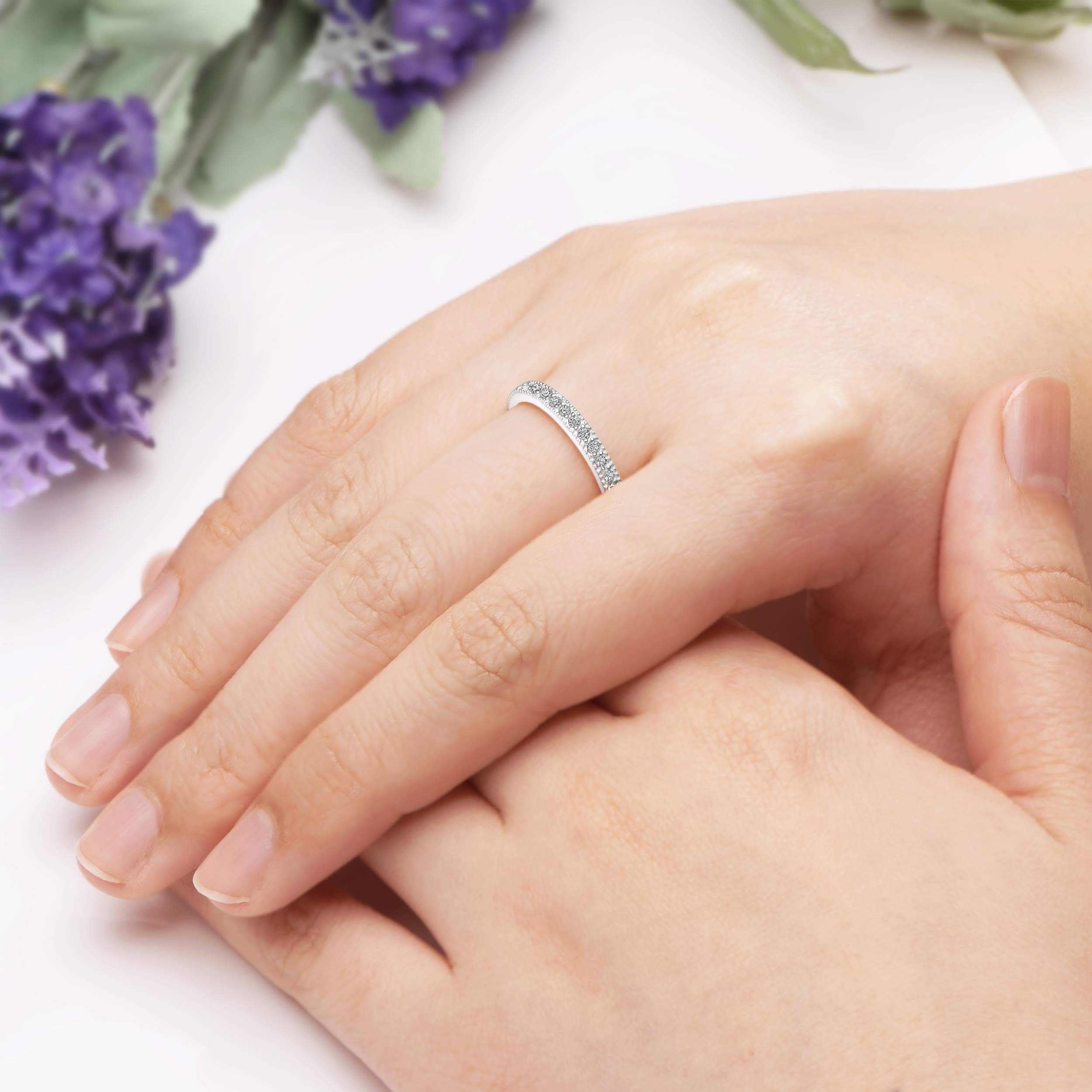 Sterling Silver Stackable CZ Eternity Rings for Women - Cubic Zirconia Wedding Bands Size 5-9 - Promise Rings for Girlfriend, Teen Girls & Her - Perfect for Anniversaries, Engagements & Everyday Wear