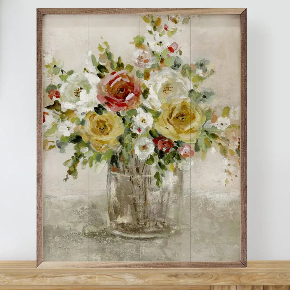 Autumn Floral Wood Framed Wall Art Print - Fall Home Decor for Living Room, Bedroom & Office
