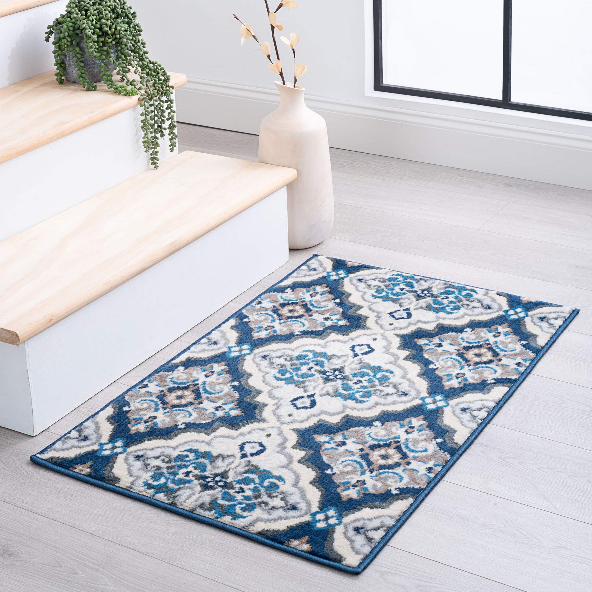 Tayse 2x3 Entry Rug - Non-Slip Indoor Front Door Mat - Small Kitchen & Bathroom Carpet - Modern Contemporary Floor Mat for Home Decor - Perfect for Entryway, Kitchen, Bathroom & High Traffic Areas