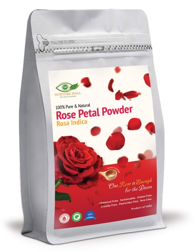 Nurture Mall 100% Natural Rose Petal Powder (200g) - Organic Face Pack for Glowing Skin | Dry Rose Petals Facial Treatment | DIY Beauty & Skincare | Perfect for Spa Days, Bridal Prep & Daily Skincare Routine