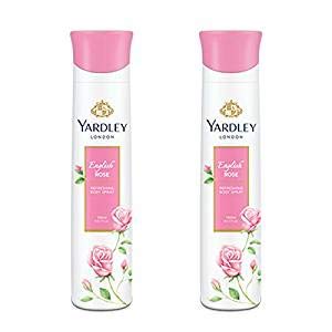 Yardley English Rose Deodorant Spray for Women (Pack of 2) - 150ml Each - Long Lasting Freshness - Perfect for Daily Use, Gym & Outdoor Activities