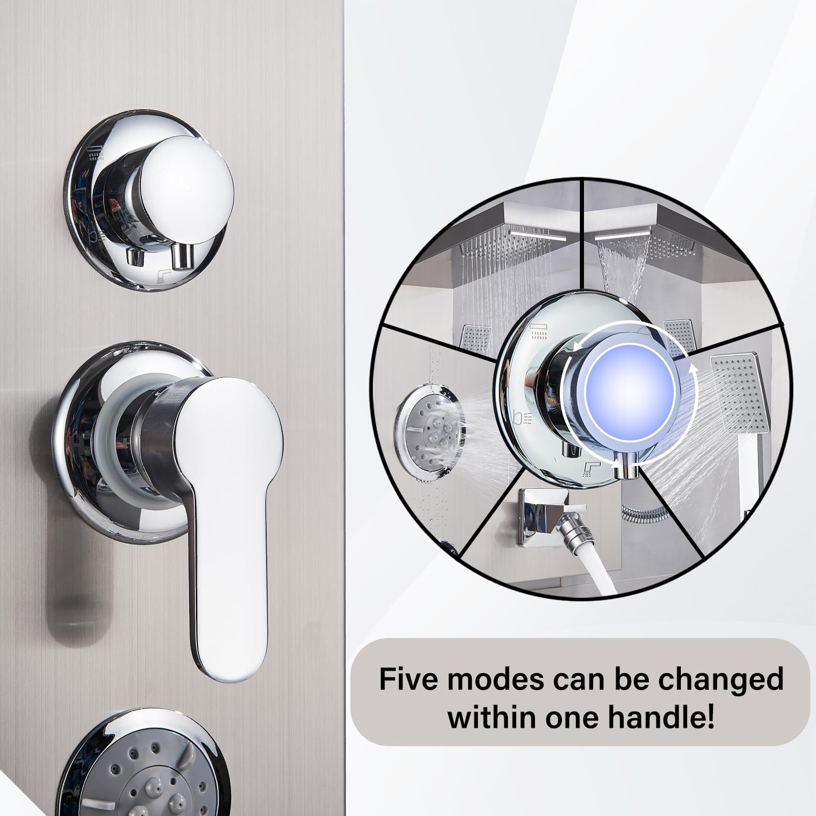 AlenArt Stainless Steel Shower Panel with Massage Jets & Rainfall Shower Head - Multi-Function Wall Mounted Bathroom Shower System in Brushed Nickel | Perfect for Spa-Like Experience, Luxury Bathroom Upgrade & Relaxing Hydrotherapy