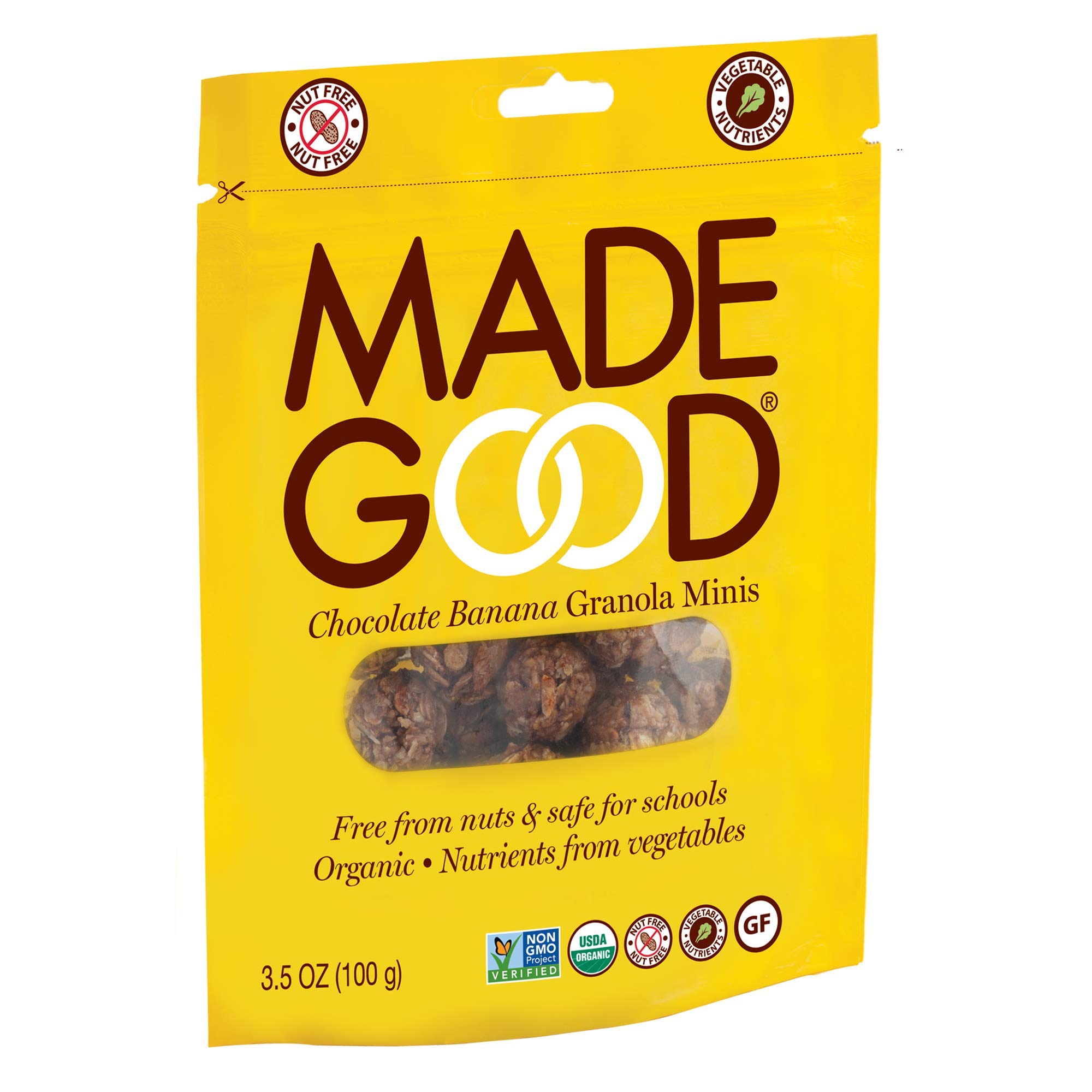 MadeGood Organic Chocolate Banana Granola Minis - 6 Pack (3.5oz Each) | Allergy-Friendly, Wholesome Bite-Sized Snacks for Kids | Perfect for School Lunches, Travel & On-the-Go Healthy Snacking