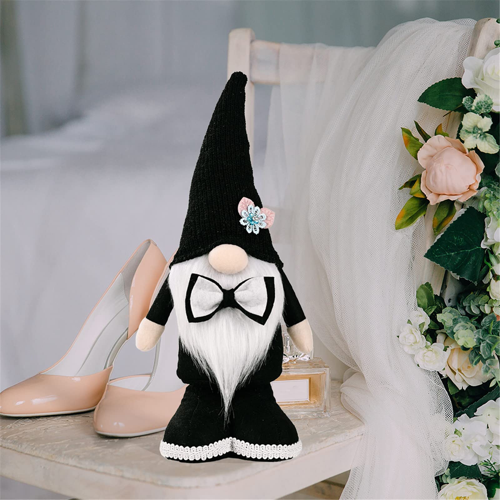 Handmade Swedish Tomte Gnome Wedding Decor - Bride & Groom Plush Elf Ornaments for Scandinavian Holiday Party, Home Décor & Christmas Tree Decoration