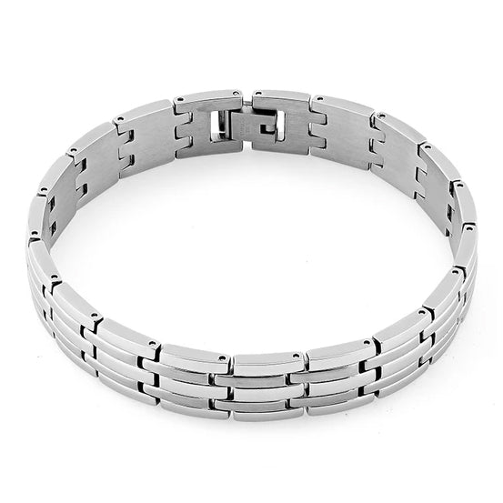 Stainless Steel Bricks Link Bracelet for Men & Women - Durable Fashion Jewelry for Everyday Wear, Gifts & Special Occasions