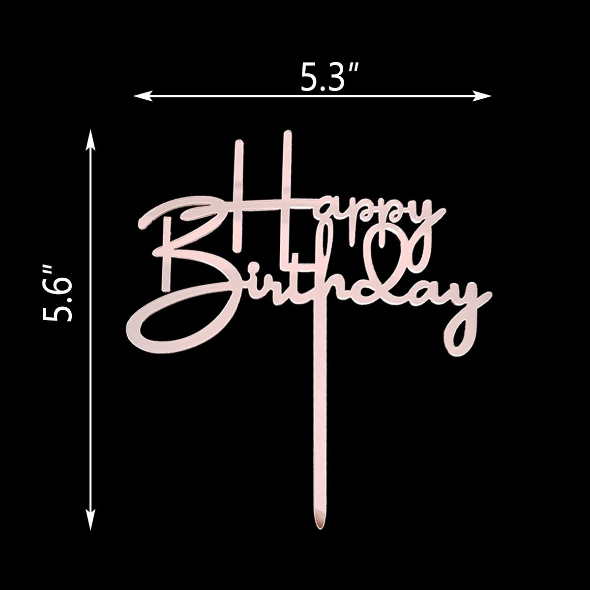 Happy Birthday Cake Topper - Rose Gold Acrylic Mirror Party Decorations for Birthday Cakes, Cupcakes & Desserts | Perfect for Birthday Parties, Baby Showers & Wedding Celebrations