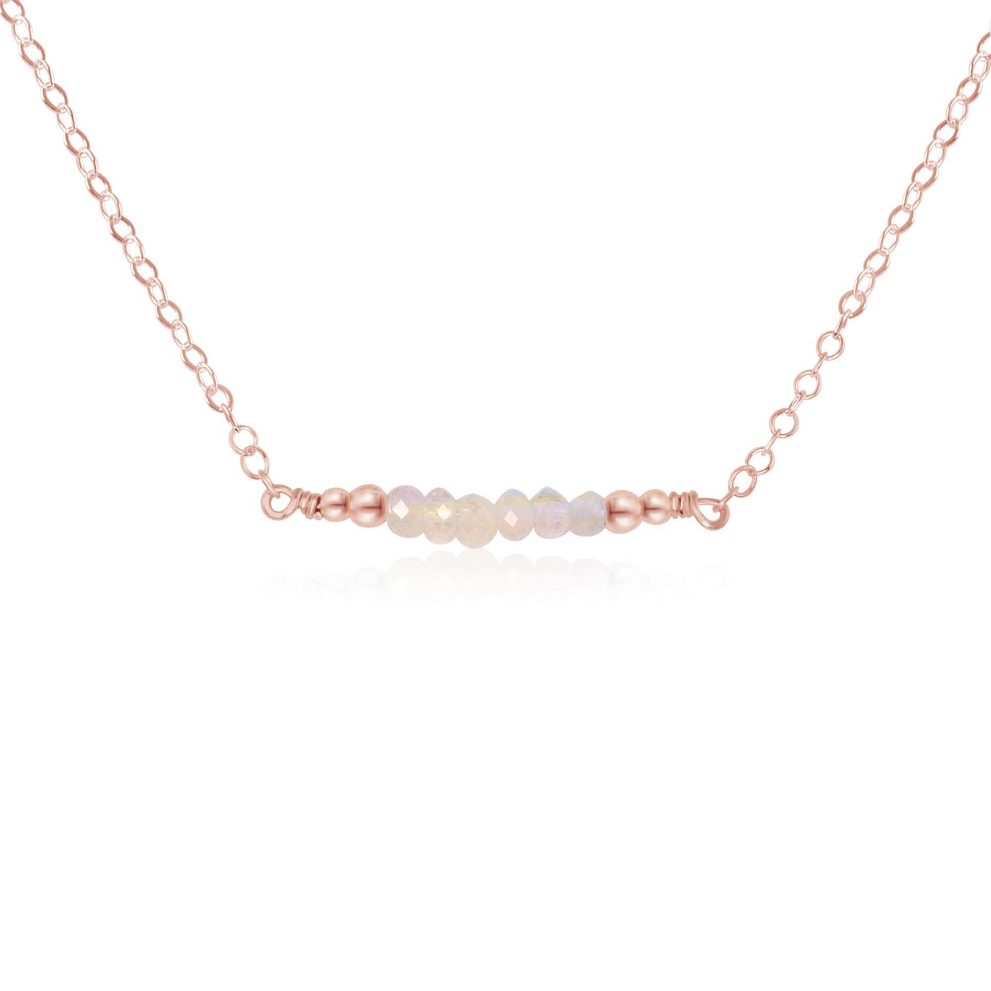 Sparkling Rainbow Moonstone Faceted Bead Bar Necklace - Elegant Handmade Jewelry for Women, Gift for Her, Perfect for Weddings, Parties & Special Occasions