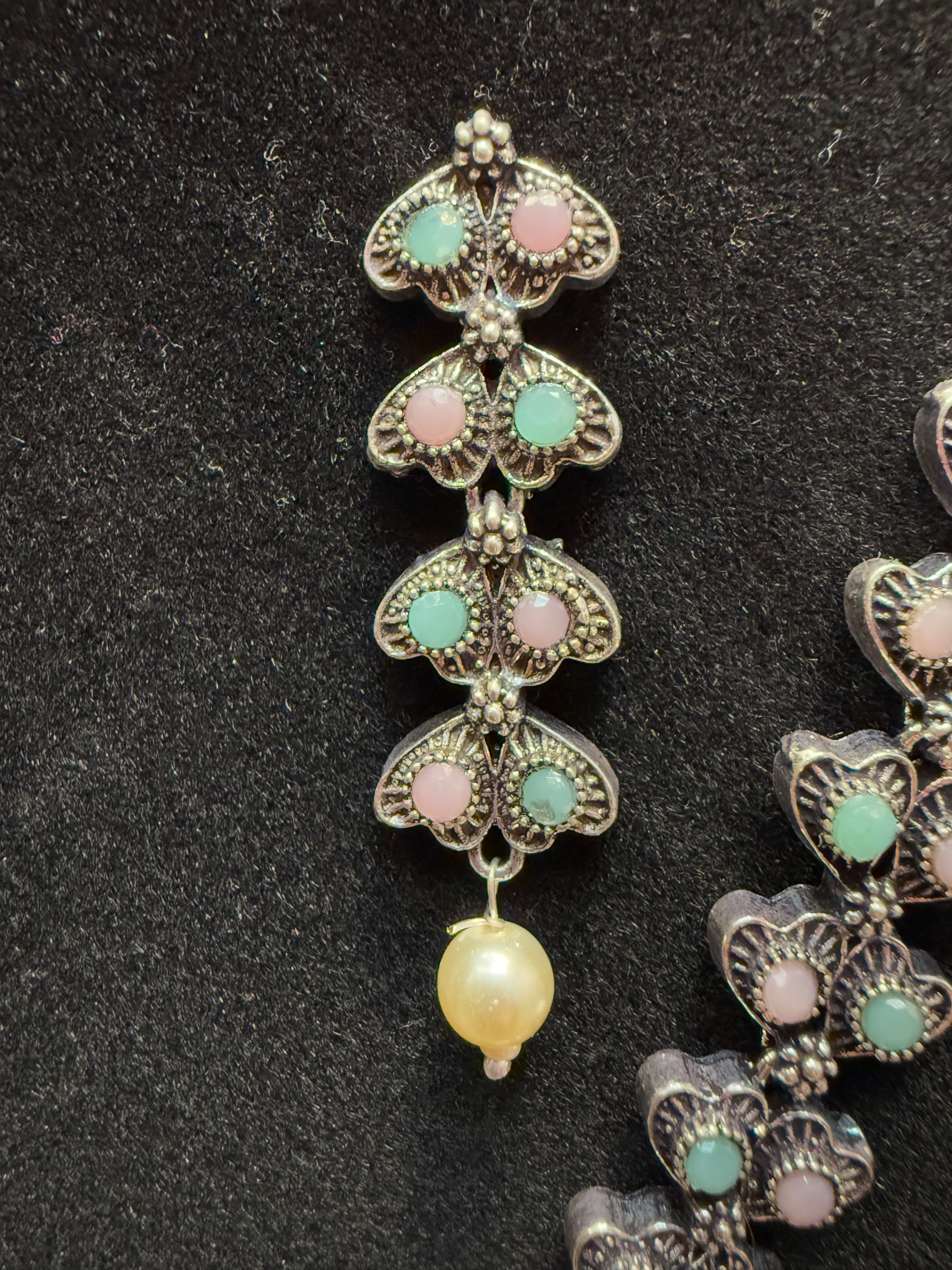 Elegant Multi-Colored Beaded Necklace and Earrings Set with White Beads - Perfect for Parties, Weddings, and Special Occasions