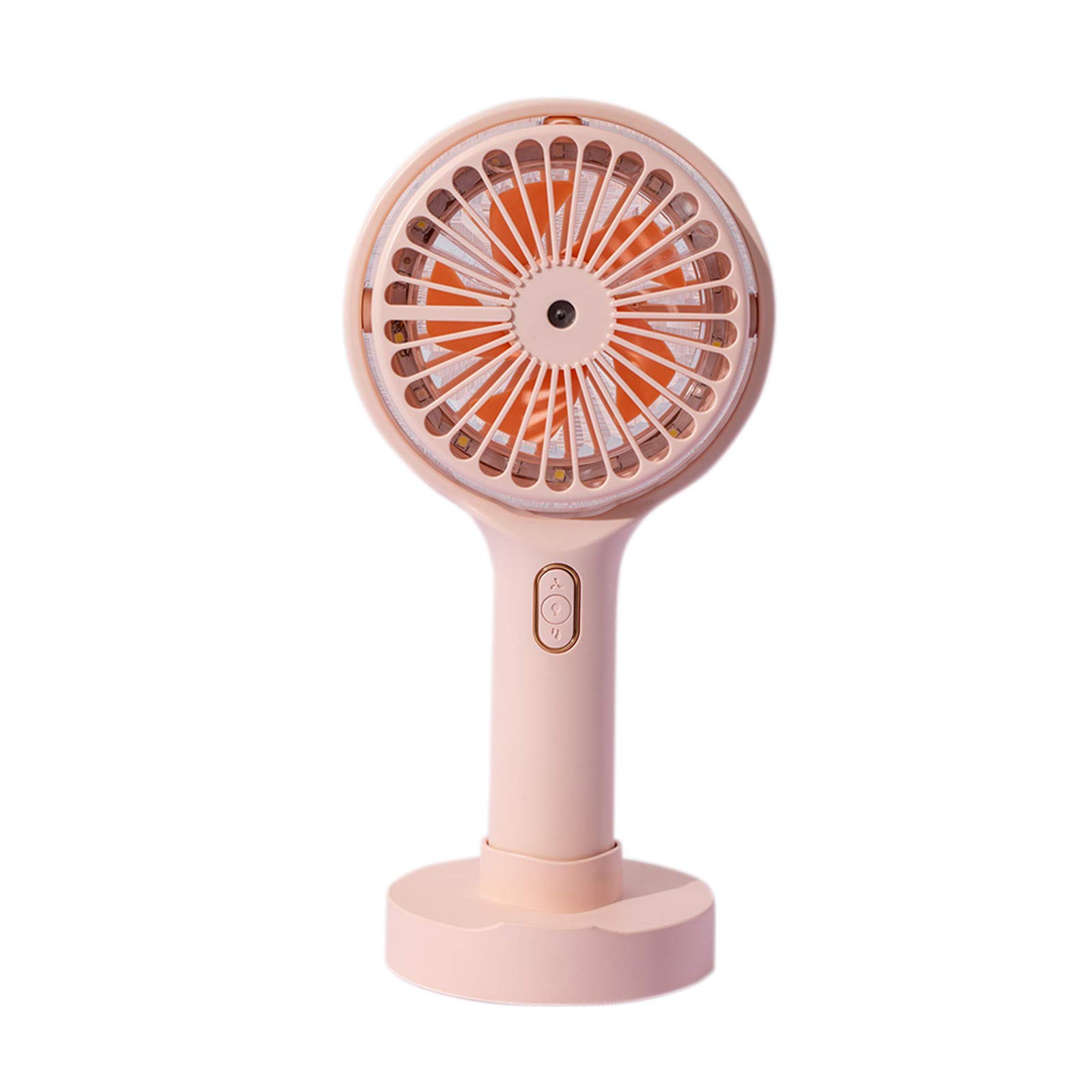 Mini USB Rechargeable Portable Handheld Fan with Misting Spray - Compact Battery Operated Cooling Fan for Desktop, Travel, Outdoor & Home Use (Pink)