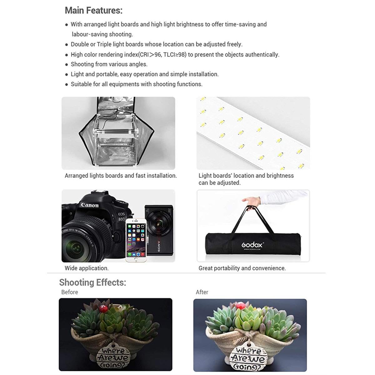 Godox LST80 LED Mini Portable Photography Studio Light Box - Perfect for Product Photography, Jewelry, Small Items & Social Media Content Creation