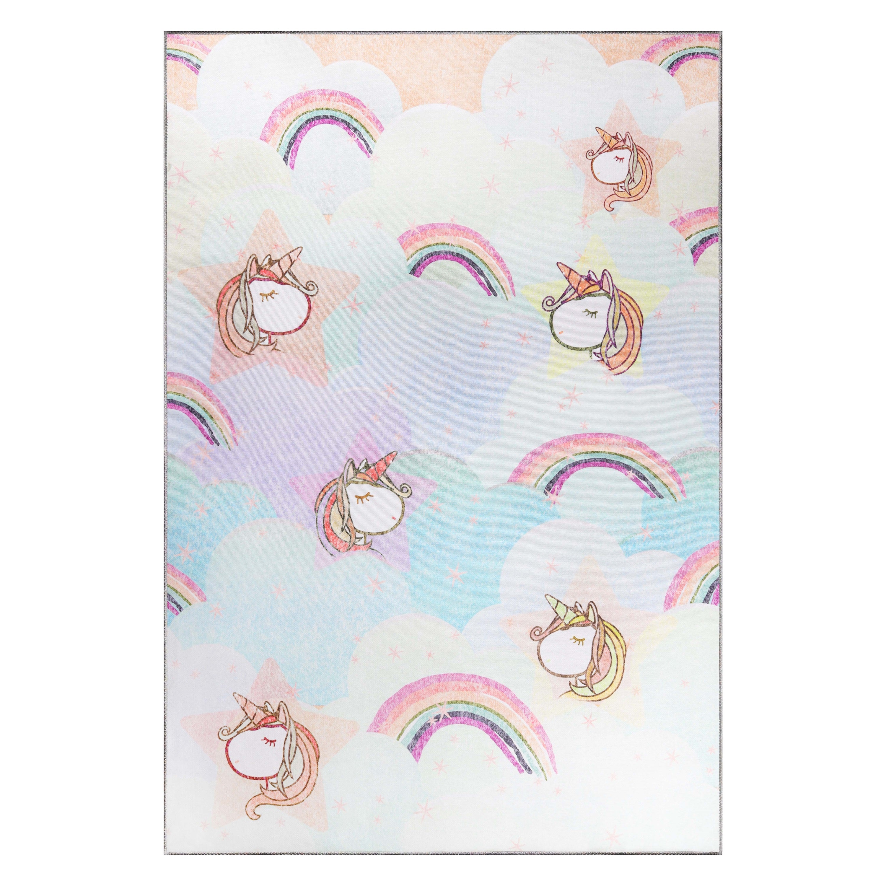 Soft Unicorn Rainbow Kids Playroom Rug - Non-Slip Nursery Carpet for Toddlers & Children - Perfect for Bedroom, Play Area & Daycare Decor