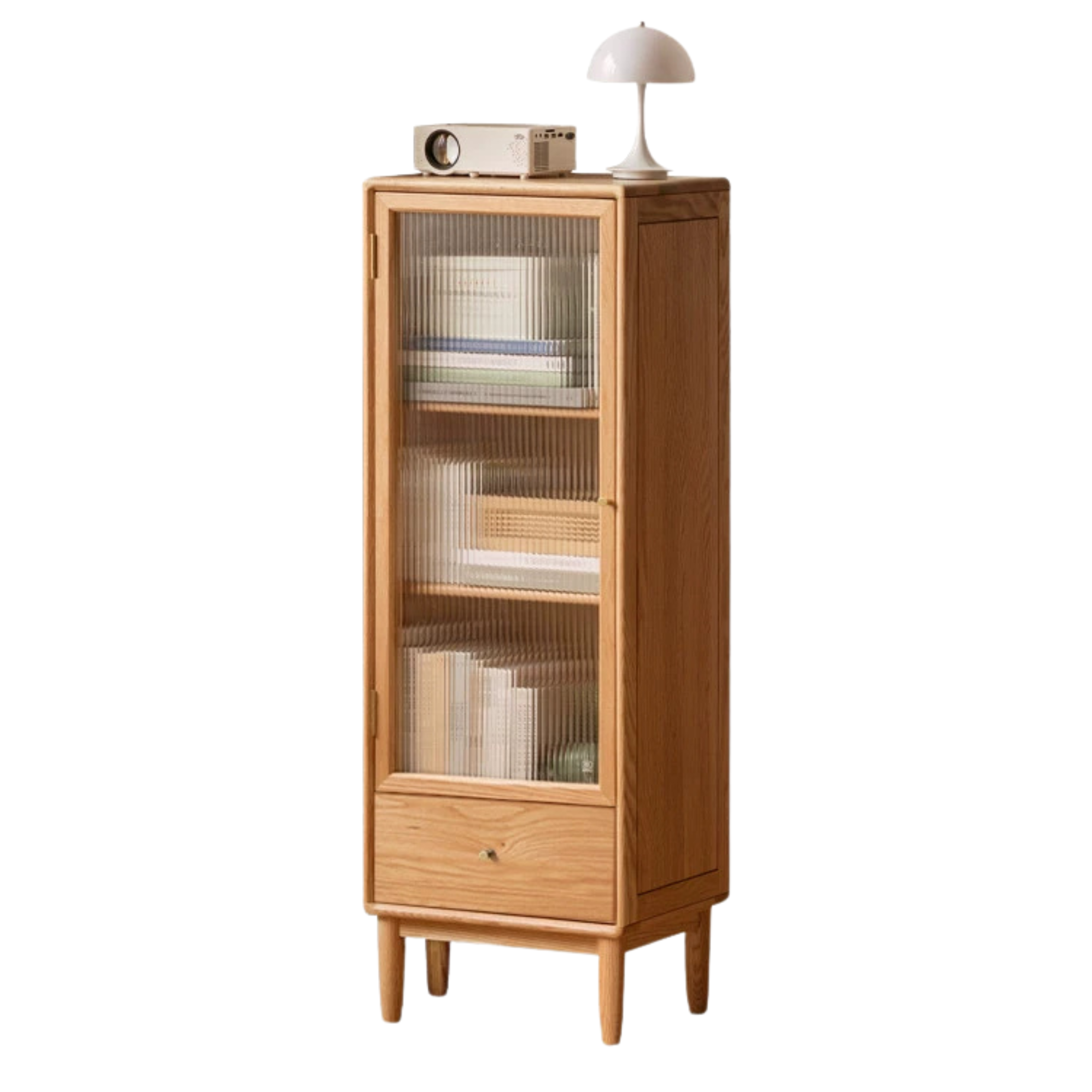 17.7x12.5x49.2 inch / 45x32x125 cm / Natural Wood Color / Oak high side cabinet with drawer (left door)