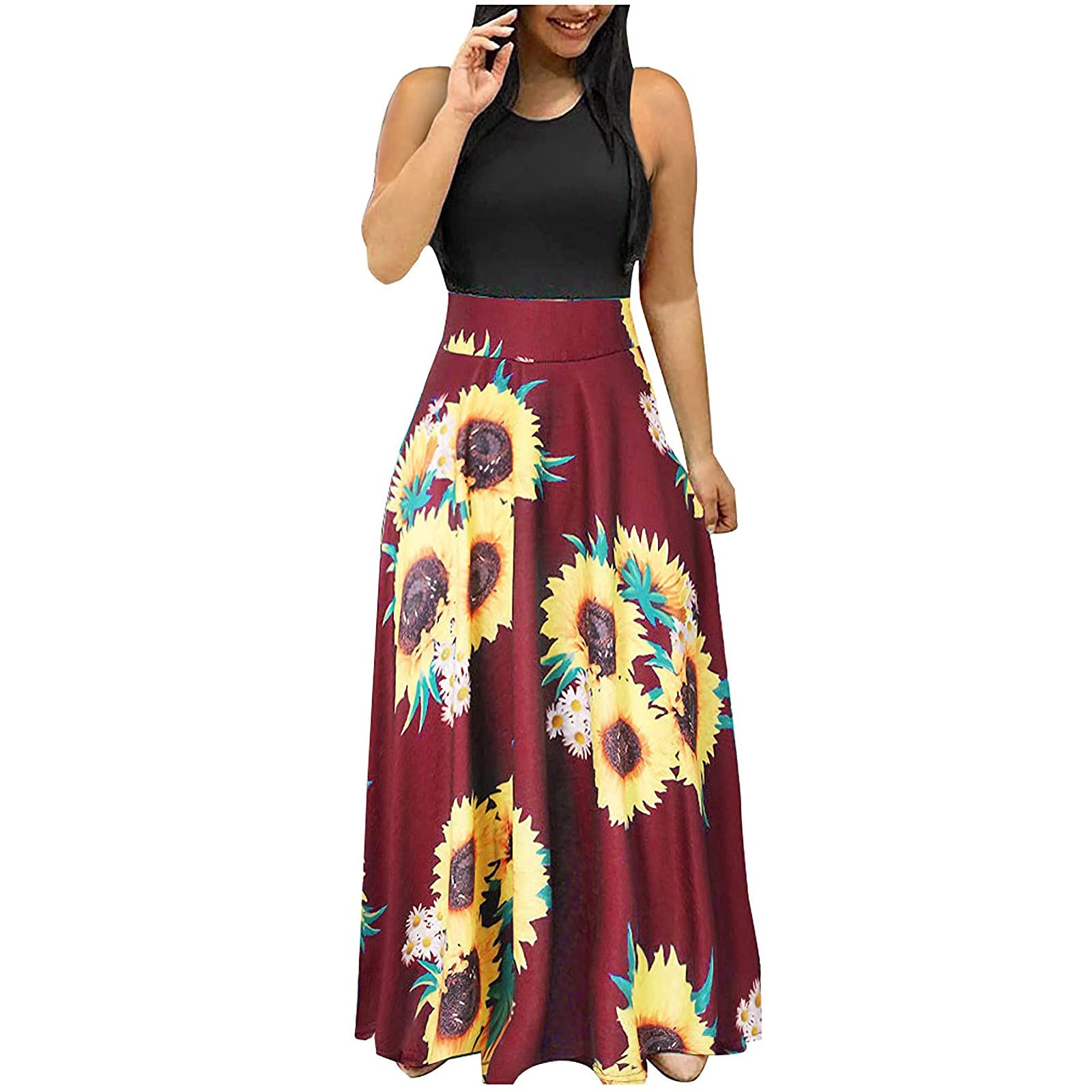 Women's Summer Party Dresses - Short Sleeve Loose Boho Maxi Dress with Floral Print, Casual Long Sundress for Beach Cover Up | Perfect for Vacations, Weddings & Outdoor Events