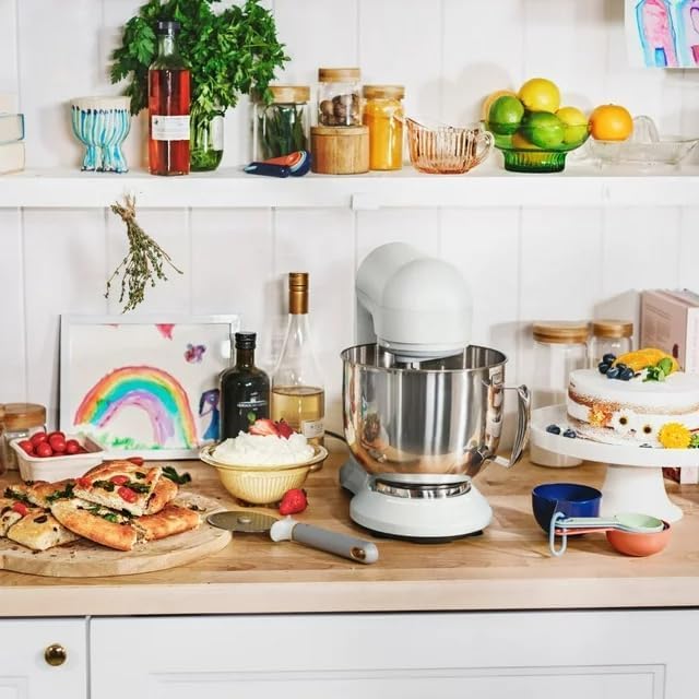 Drew Barrymore White Icing 5.3 Qt Stand Mixer - Lightweight, Powerful 300W Motor, 12 Speed Settings, Tilt-Head Design - Perfect for Baking Cakes, Cookies, Dough & More