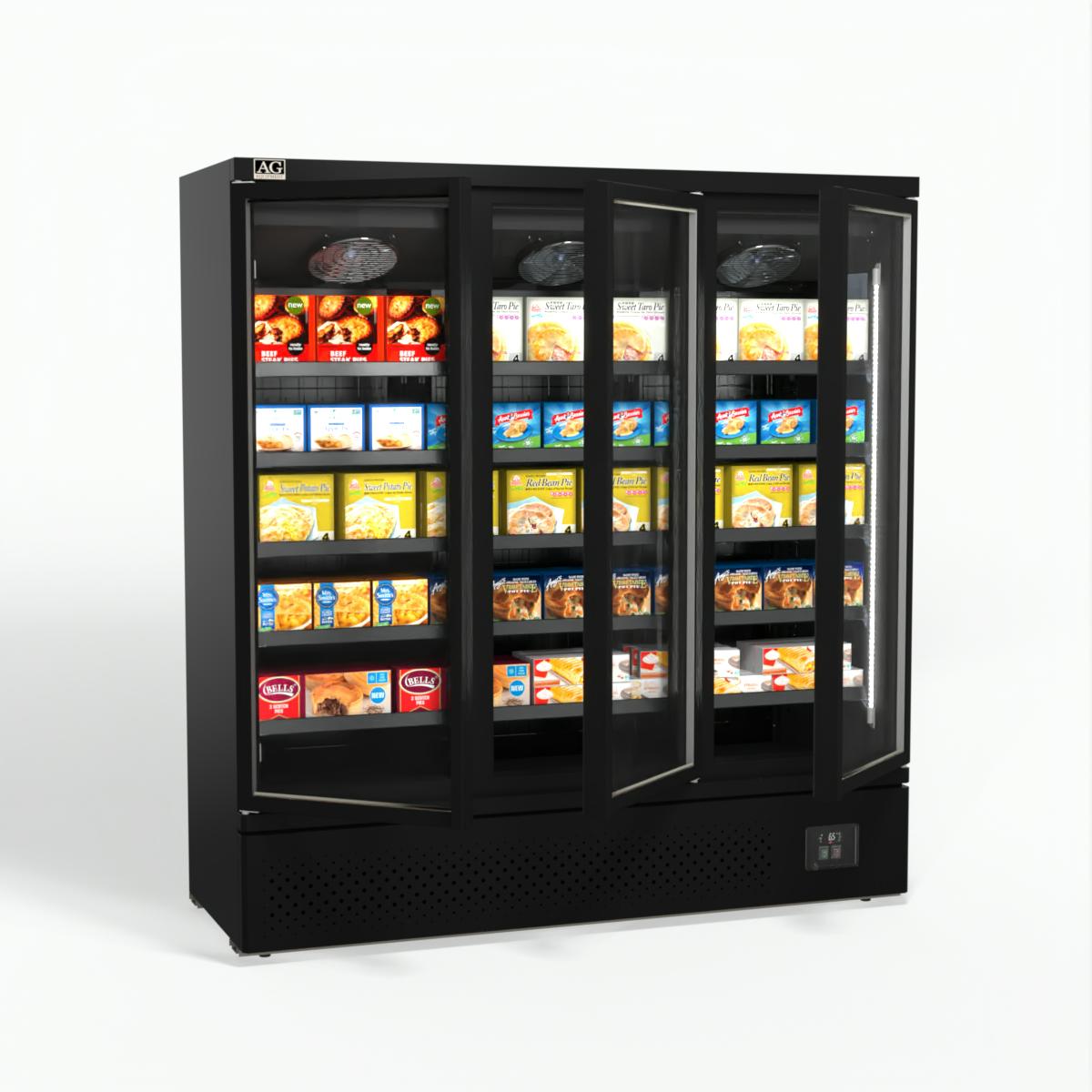AG Supermarket 3-Door Upright Display Freezer FSB1500 - Commercial Refrigerator for Grocery Stores, Restaurants & Convenience Stores