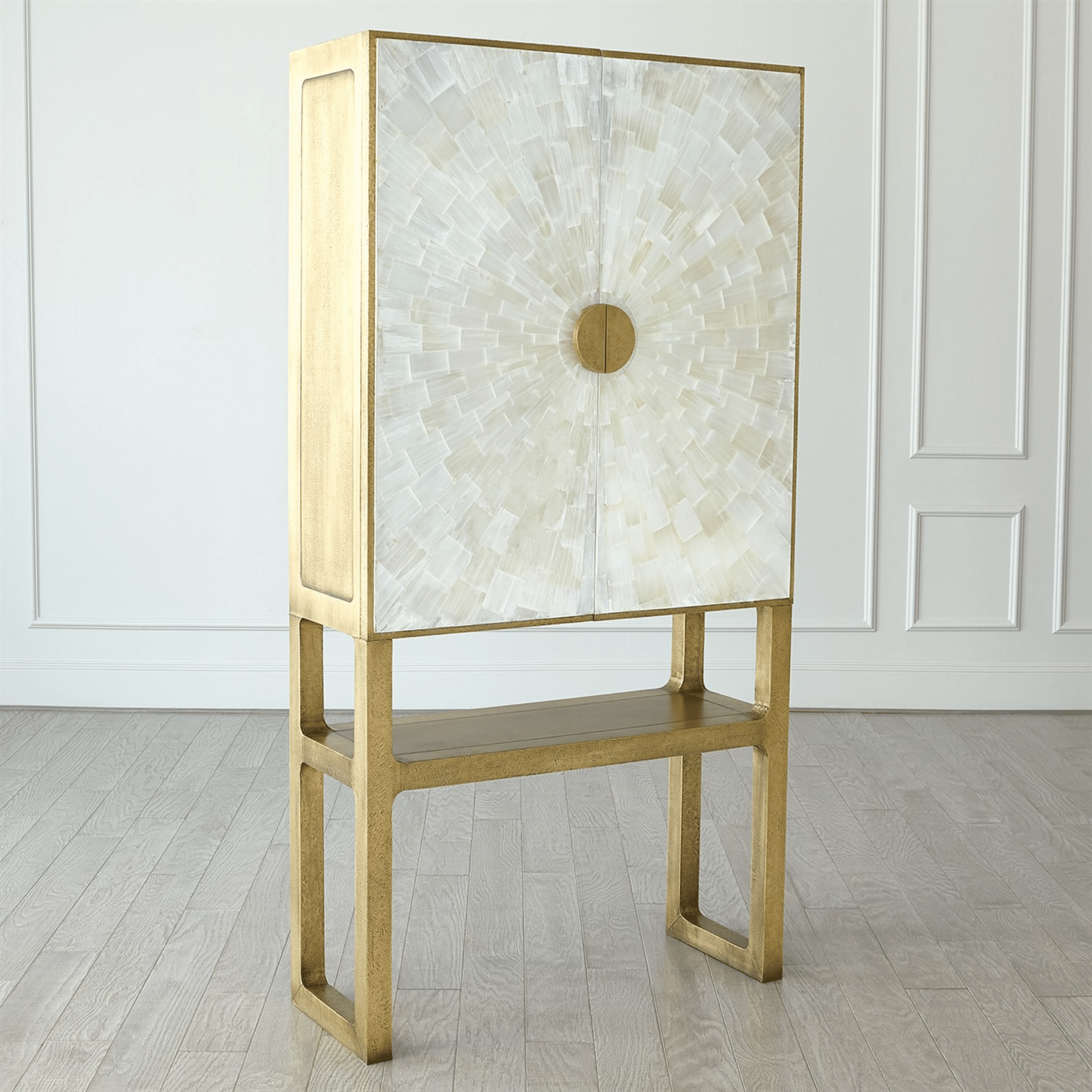 Sunburst Shores Bar Cabinet - Modern Home Bar Furniture with Glass Door Storage for Wine & Liquor - Perfect for Living Room, Dining Room or Home Bar Setup