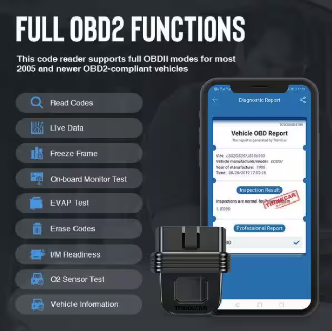 Mini Bluetooth OBD2 Scanner - Auto Check Engine Light & Car Code Reader | Smog Check Diagnostic Scan Tool for Car Troubleshooting & Vehicle Maintenance | Perfect for DIY Mechanics & Professional Auto Repair Shops