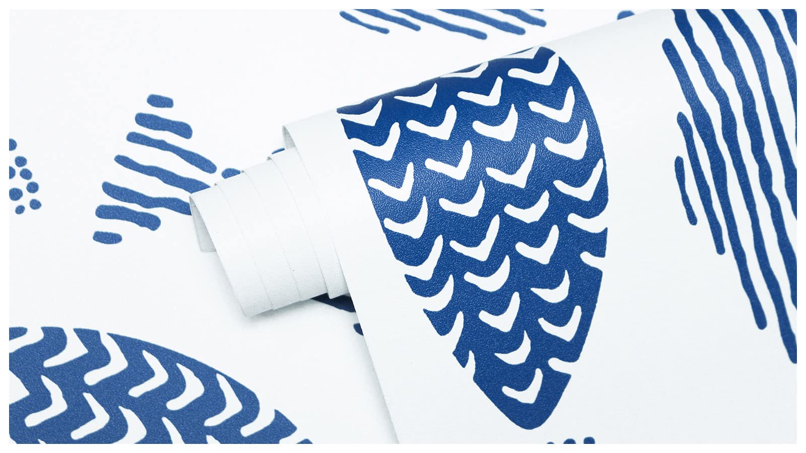 HAOKHOME Removable Peel and Stick Wallpaper - Abstract Underwater World Fish Trellis Design in Indigo Blue - Self-Adhesive Contact Paper for Home & Bathroom Decor (17.7x118 Inches) - Perfect for Nursery, Bedroom Accent Walls and Rental Apartment Makeovers