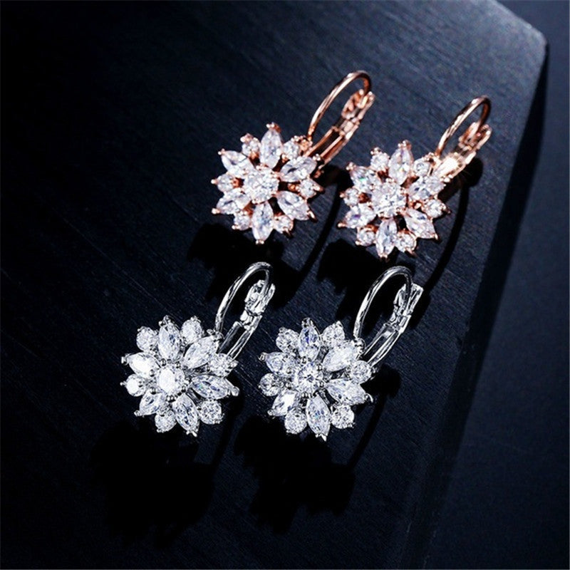 Stylish Rhinestone Sunflower Earrings for Women - Trendy Dangle Drop Ear Jewelry - Perfect for Parties, Weddings & Everyday Wear