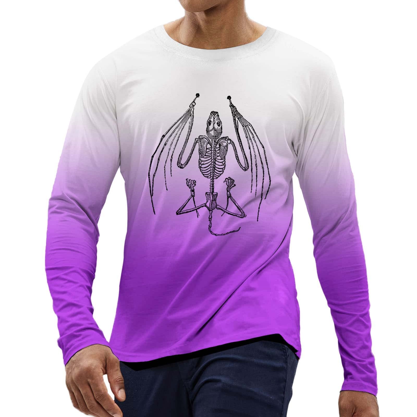 Men's Halloween Horror Gradient Long Sleeve T-Shirt for Costume Parties
