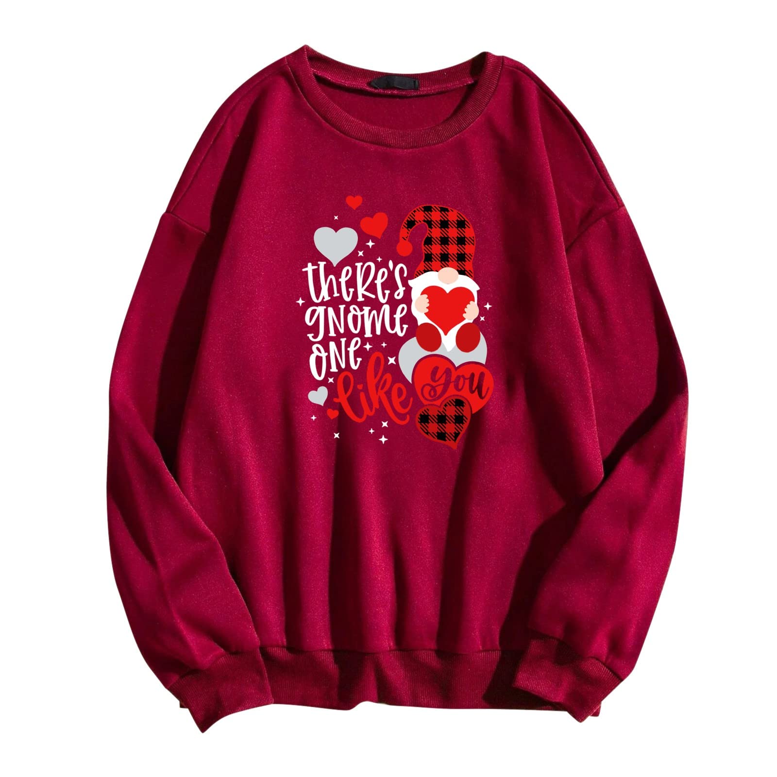 Women's Lightweight Valentine's Day Sweatshirt with Heart Print - Cozy Pullover Top for Casual Wear, Date Nights & Gift Giving