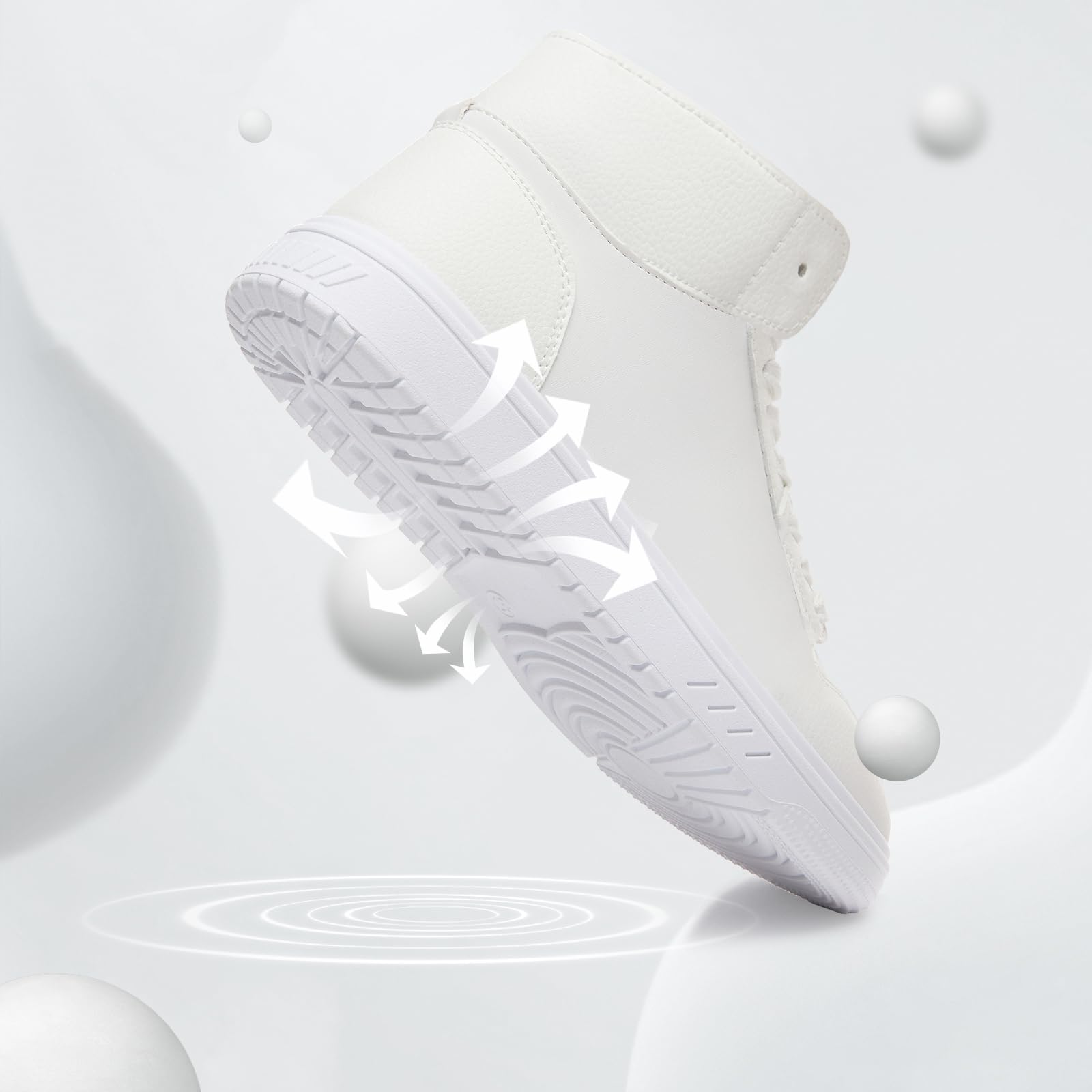 XRH Women's High Top Sneakers - PU Leather Running Shoes for Women, Non-Slip Walking & Athletic Tennis Shoes, Comfortable Ankle Boots for Casual Wear, Gym & Outdoor Activities