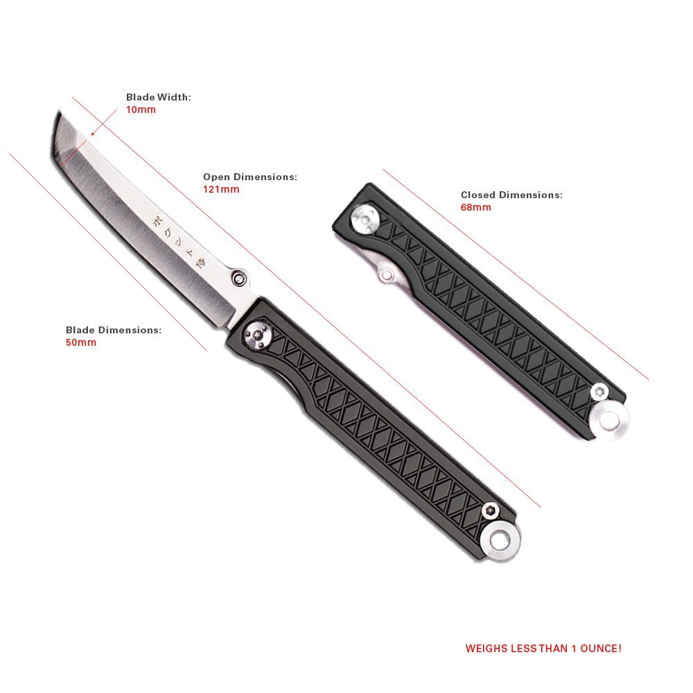 StatGear Pocket Samurai Folding Knife - Premium Aluminum Handle EDC Knife for Camping, Hiking & Everyday Carry | Compact & Durable Tactical Knife