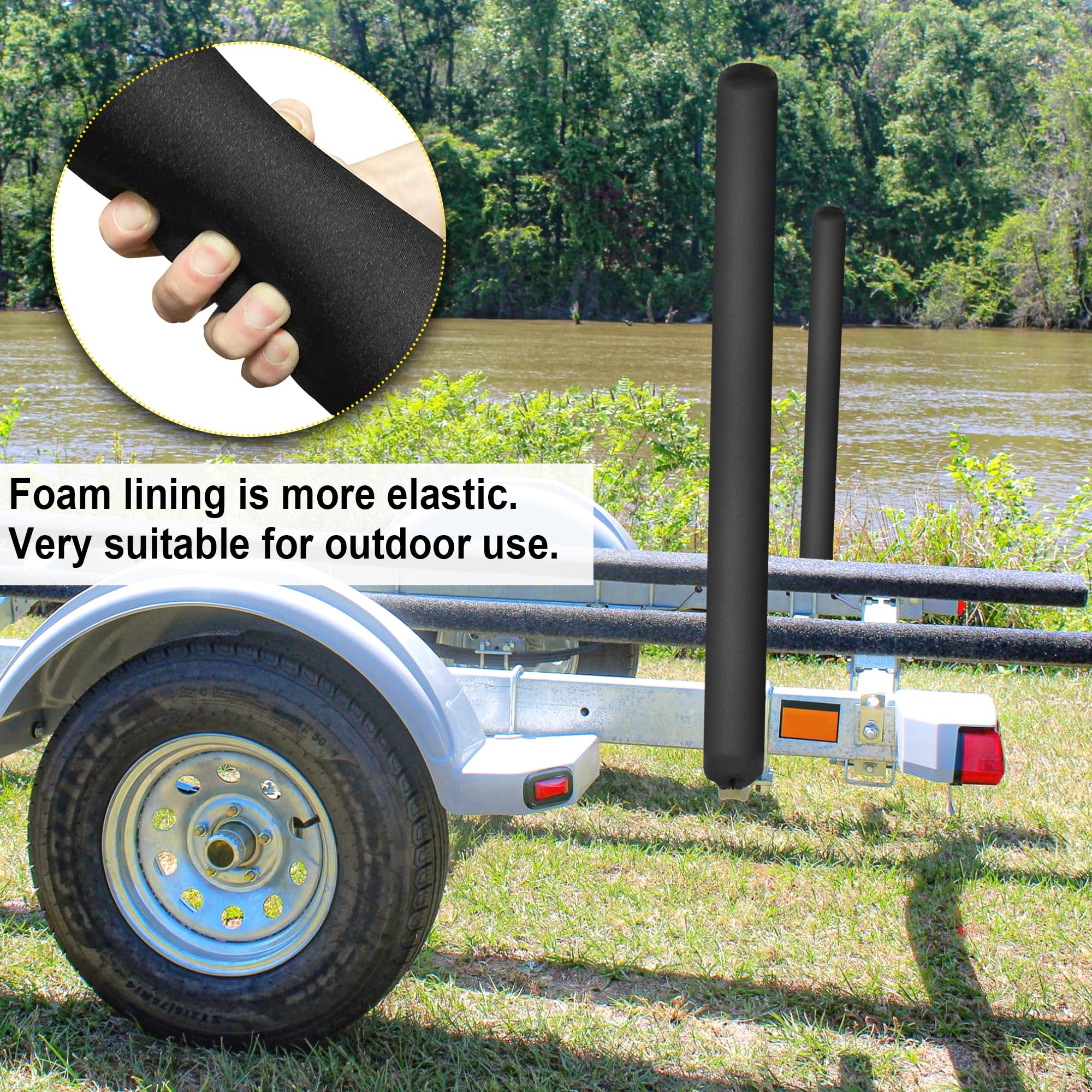 Heavy Duty Boat Trailer Guide Pole Pads & Covers - Black Canvas Protective Sleeves for Safe Docking & Loading - Perfect for Marine Trailers, Dock Protection & Boat Storage