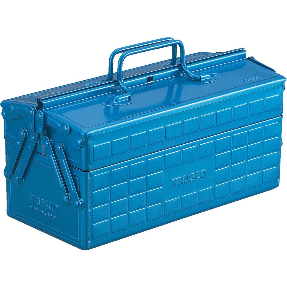 Trusco ST-350-B Heavy Duty 2-Tier Steel Tool Box - Durable Storage for Tools, Hardware & DIY Supplies - Perfect for Workshops, Garages & Job Sites