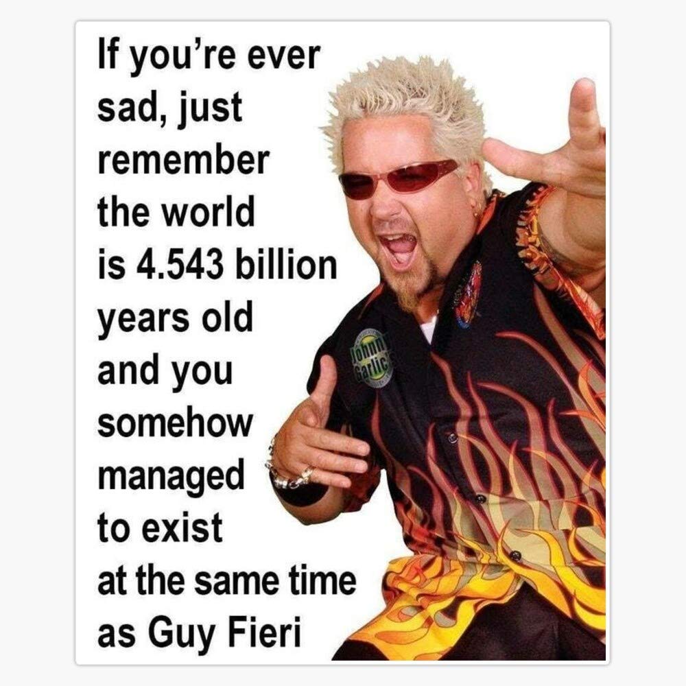 Guy Fieri Funny Meme Vinyl Bumper Sticker - 5 Inch Waterproof Decal for Cars, Laptops & Coolers | Durable Outdoor Decorative Sticker for Fans