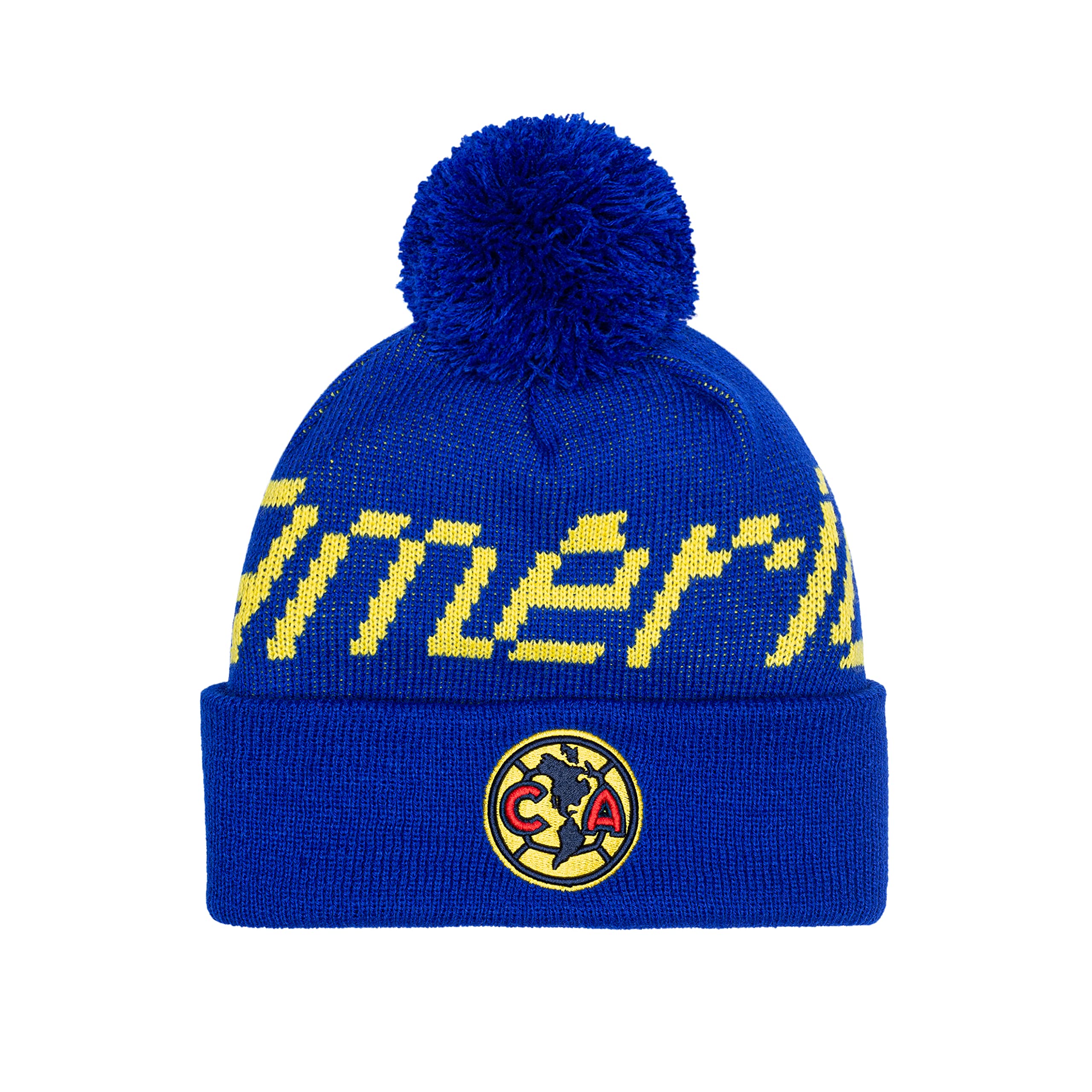 Club America 'Pixel' Knit Beanie Hat - Blue Soccer Fan Winter Hat for Men & Women - Perfect for Cold Weather & Game Day Support