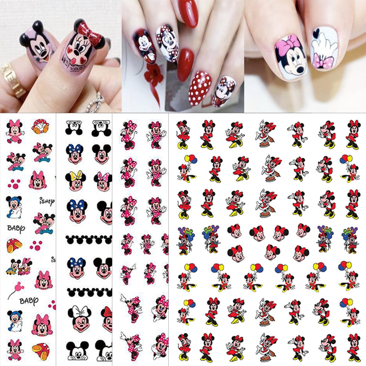 8 Sheets Cute Cartoon 3D Nail Art Stickers - Self-Adhesive Kawaii Nail Decals for DIY Manicure & Acrylic Nails | Nail Art Supplies for Women & Girls | Perfect for Parties, Weddings, and Everyday Nail Decorations