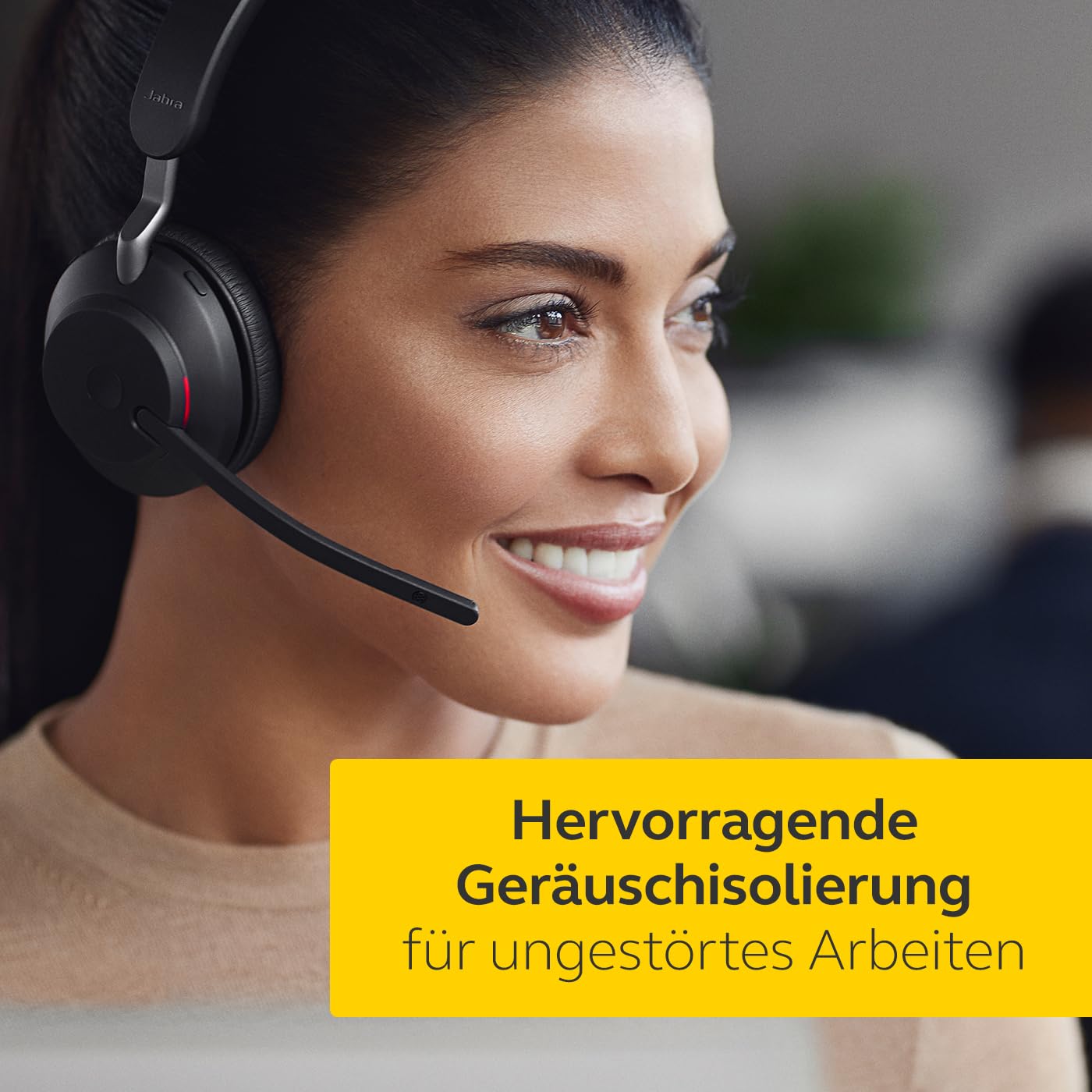 Jabra Evolve2 65 Wireless PC Headset with Noise Cancelling & Microsoft Teams Certified – Bluetooth USB-C Headphones with Charging Stand & Long Battery Life – Black – Perfect for Remote Work, Video Calls & Office Use