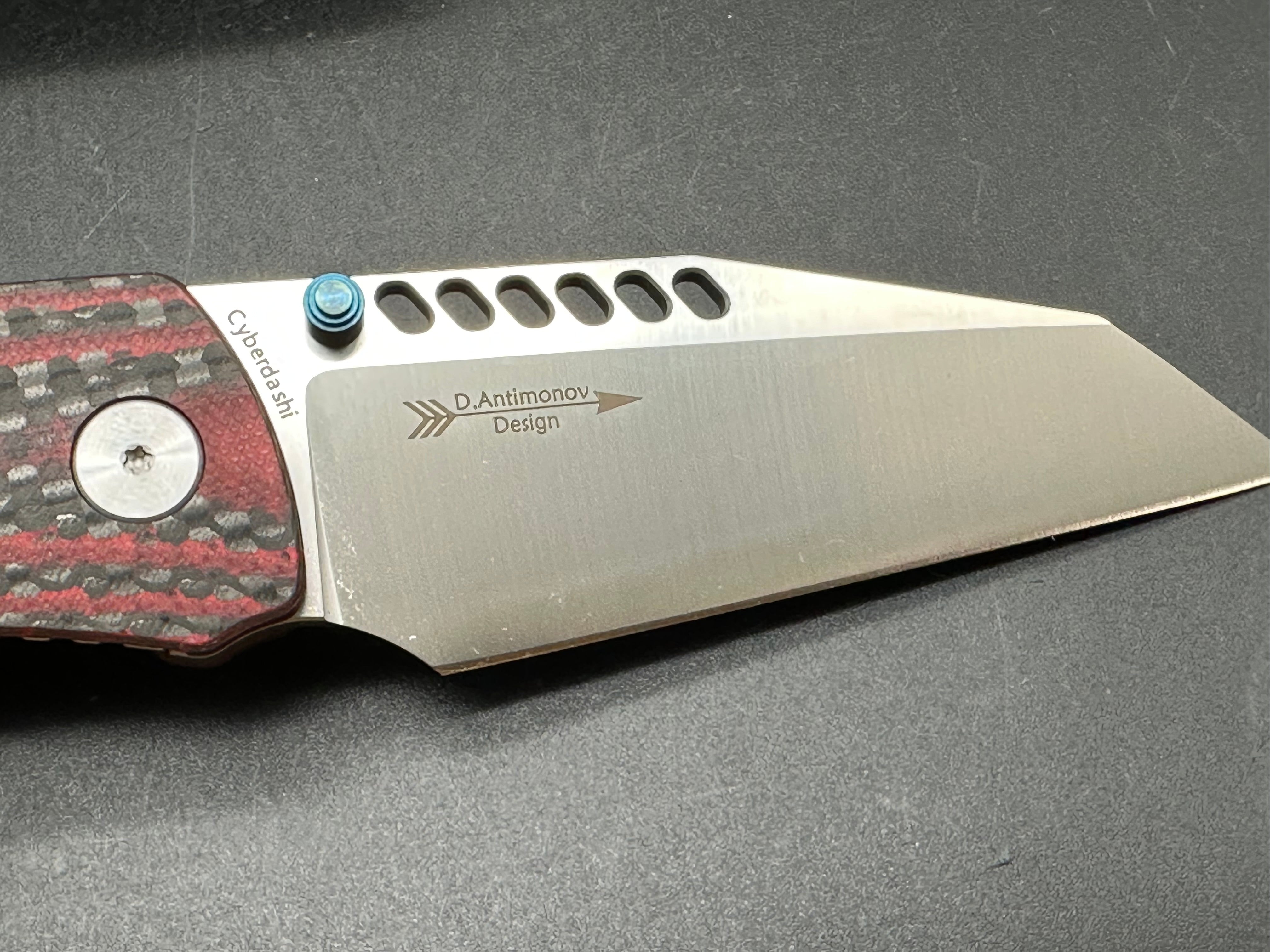 SHIELDON CYBERDASHI Pocket Knife - 154CM Stainless Steel Blade, Black & Red Carbon Fiber Handle - EDC Folding Knife for Camping, Hiking and Outdoor Survival