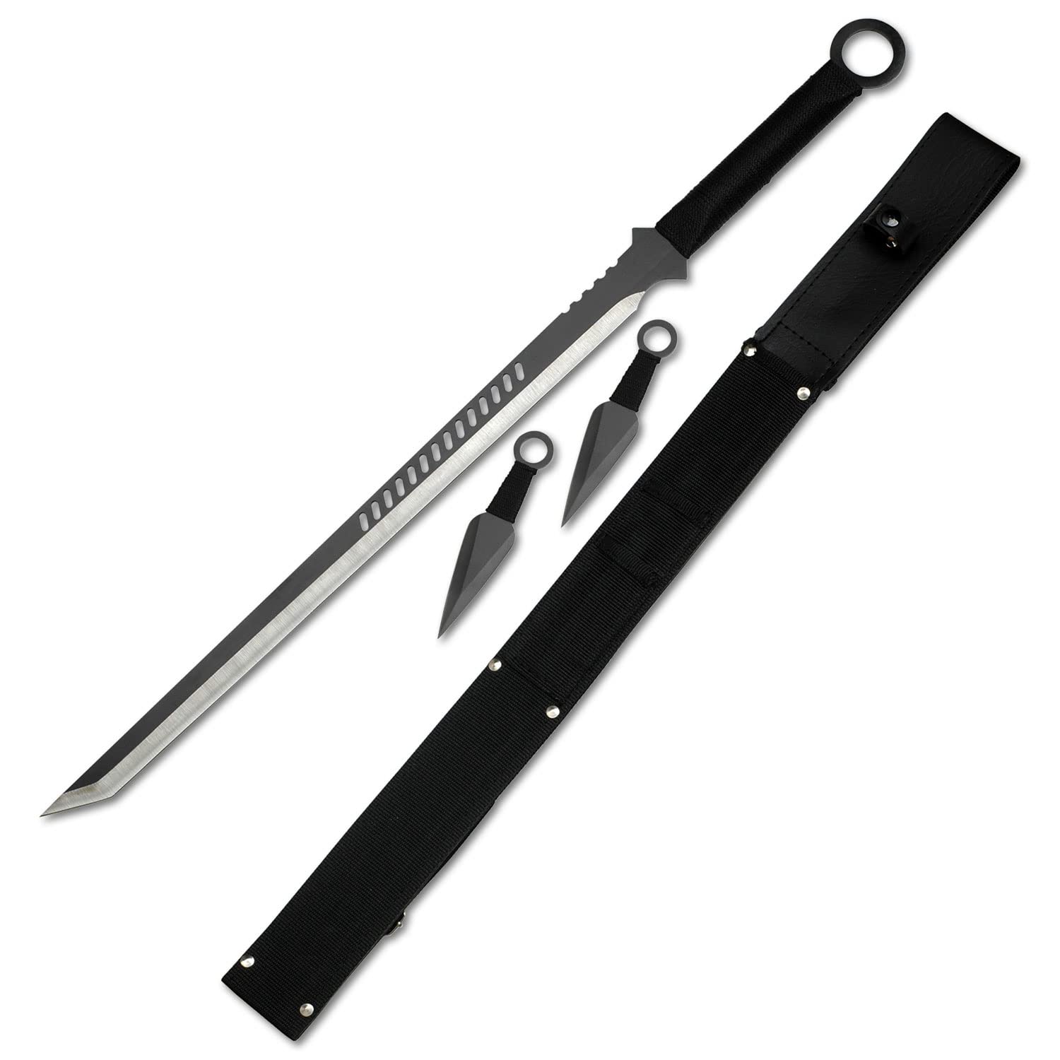 Fantasy Sword & Two Throwing Knives Set - Medieval Cosplay Weaponry for LARP, Halloween Costume & Fantasy Collectors