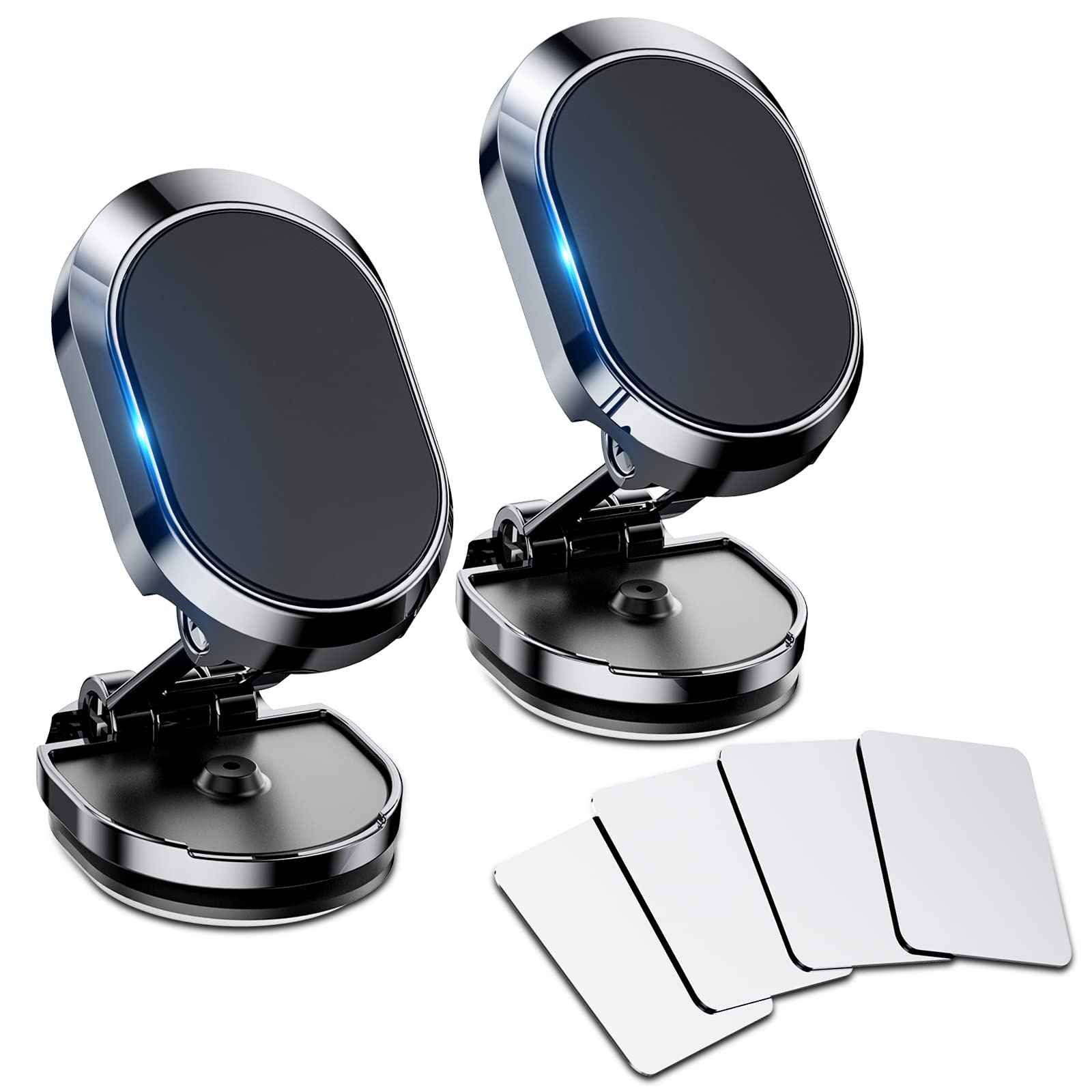 2-Pack Magnetic Phone Holder for Car - Foldable 360° Rotating Dashboard Phone Mount Compatible with iPhone, Samsung, LG & All Smartphones | Secure Hands-Free Driving, GPS Navigation & Video Calling
