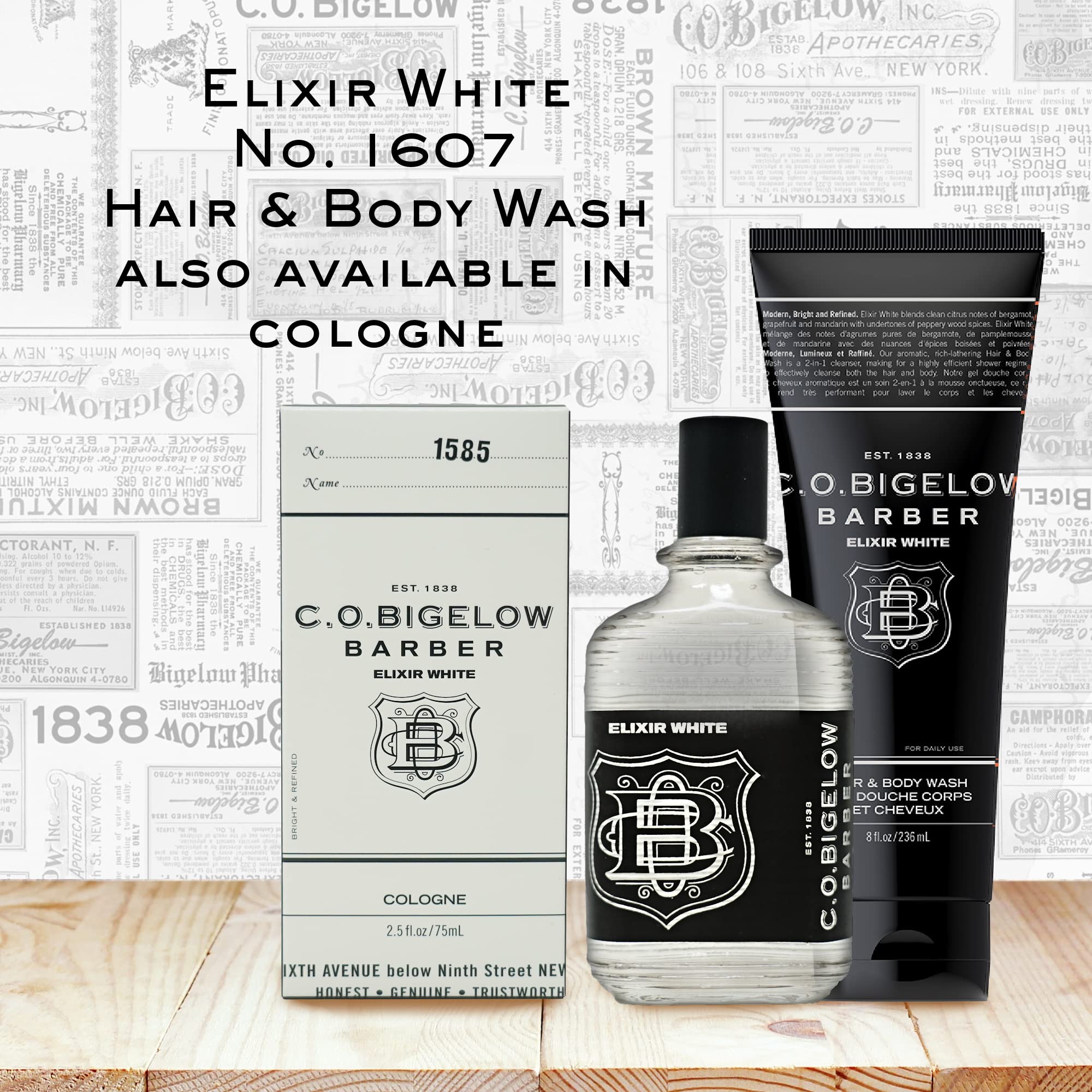 C.O. Bigelow Men's Hair & Body Wash - Citrus Bergamot Moisturizing Shampoo & Body Cleanser (8 fl oz) for Refreshing Shower & Daily Grooming Routine