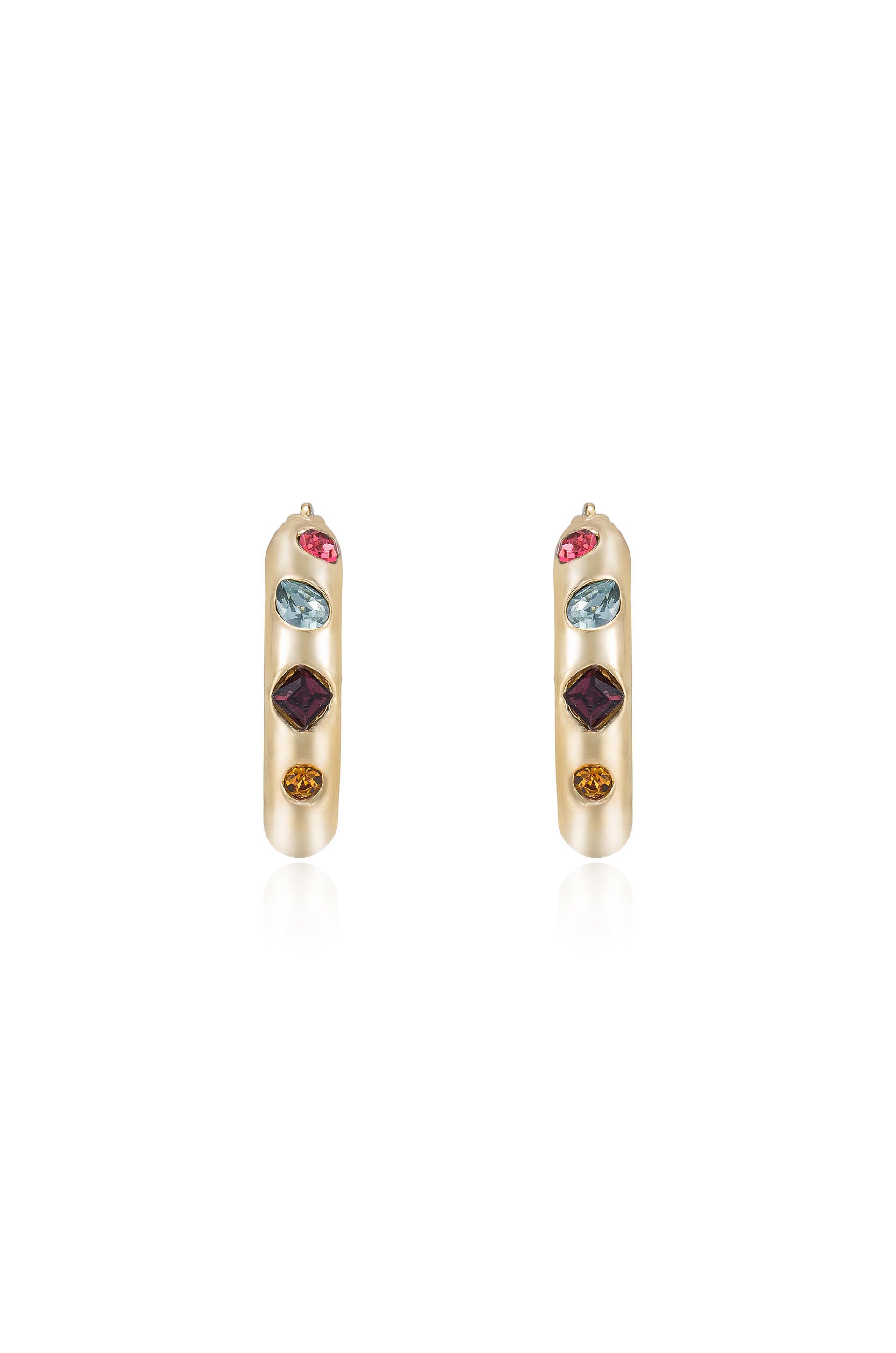 Vibrant Rainbow Crystal Hoop Earrings for Women - Trendy Colorful Jewelry for Parties, Weddings & Everyday Wear