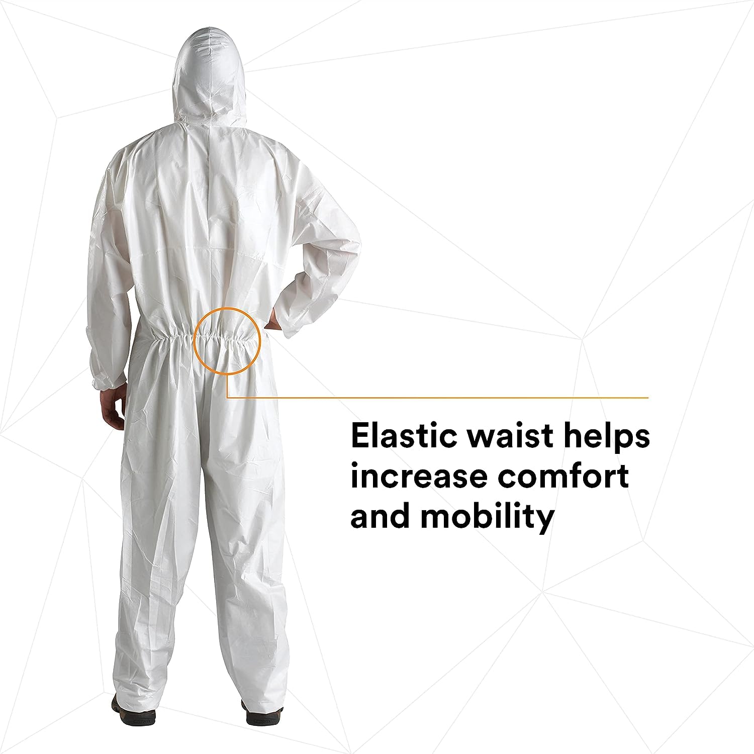 3M Disposable Protective Coverall - Pack of 20 White Hooded Coveralls with Elastic Cuffs & Two-Way Zipper | Antistatic, Paint & Coating Protection, Food Safe | Medium Size 4510-M | Ideal for Painting, Construction, Food Processing & Industrial Safety Work