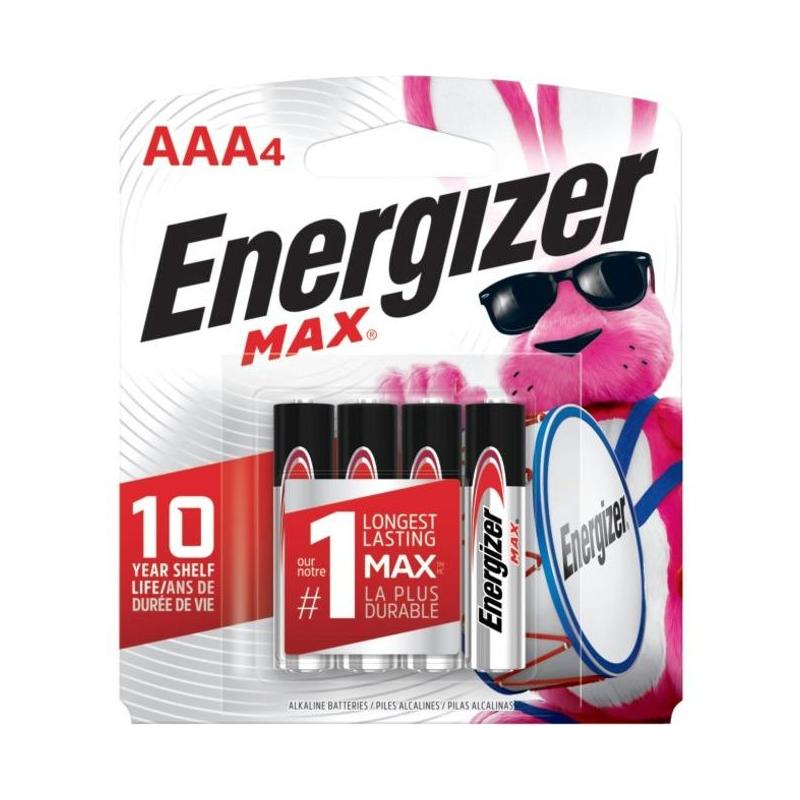 Energizer AAA Alkaline Batteries 4-Pack - Long-Lasting Power for Toys, Remote Controls, Flashlights & More