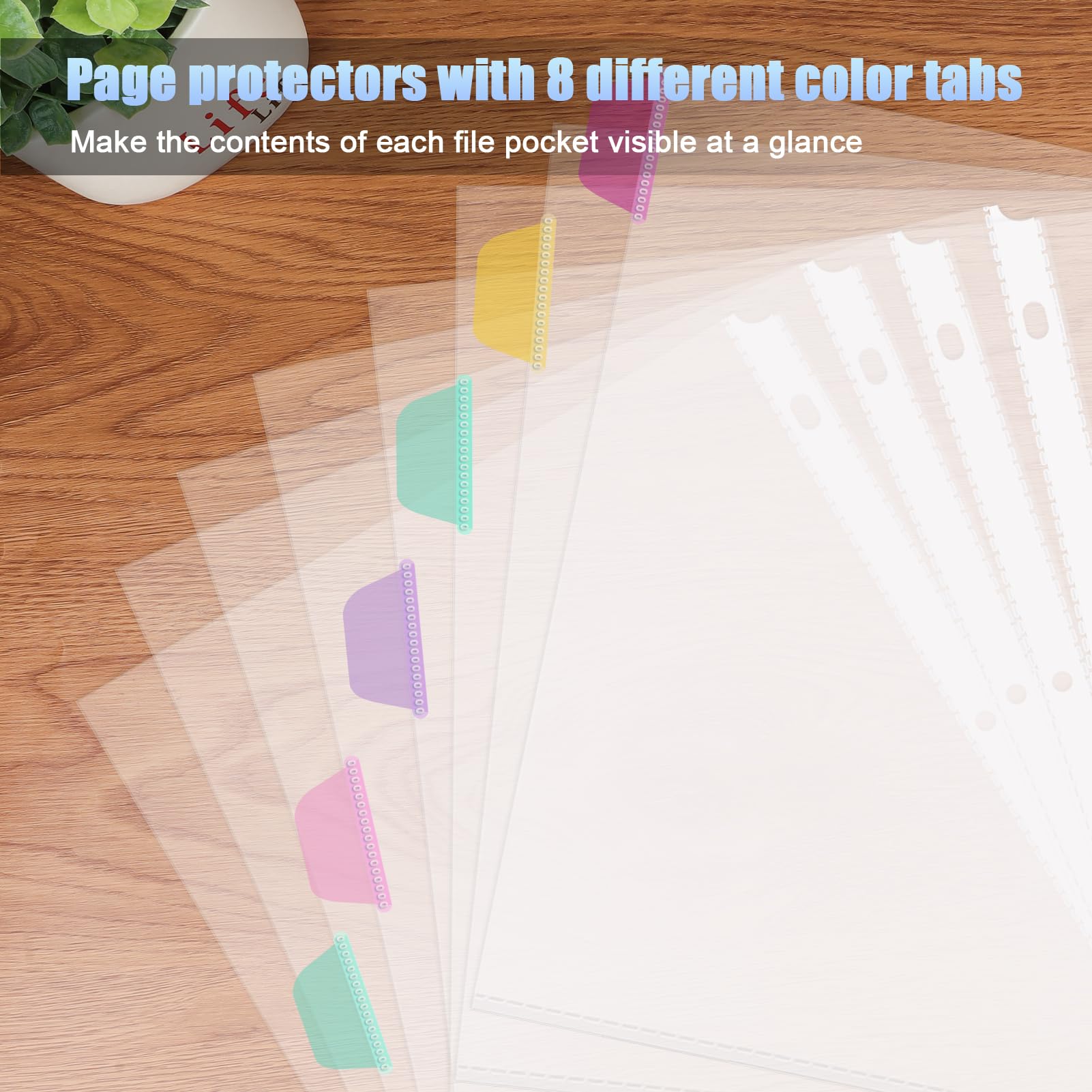 16-Piece Clear 3-Ring Binder Dividers with Tabs & Pockets - 8.5 x 11 Heavy Duty Plastic Sheet Protectors for School, Office & Organization | 2 Sets of 8-Tab Index Dividers for 3-Ring Binders