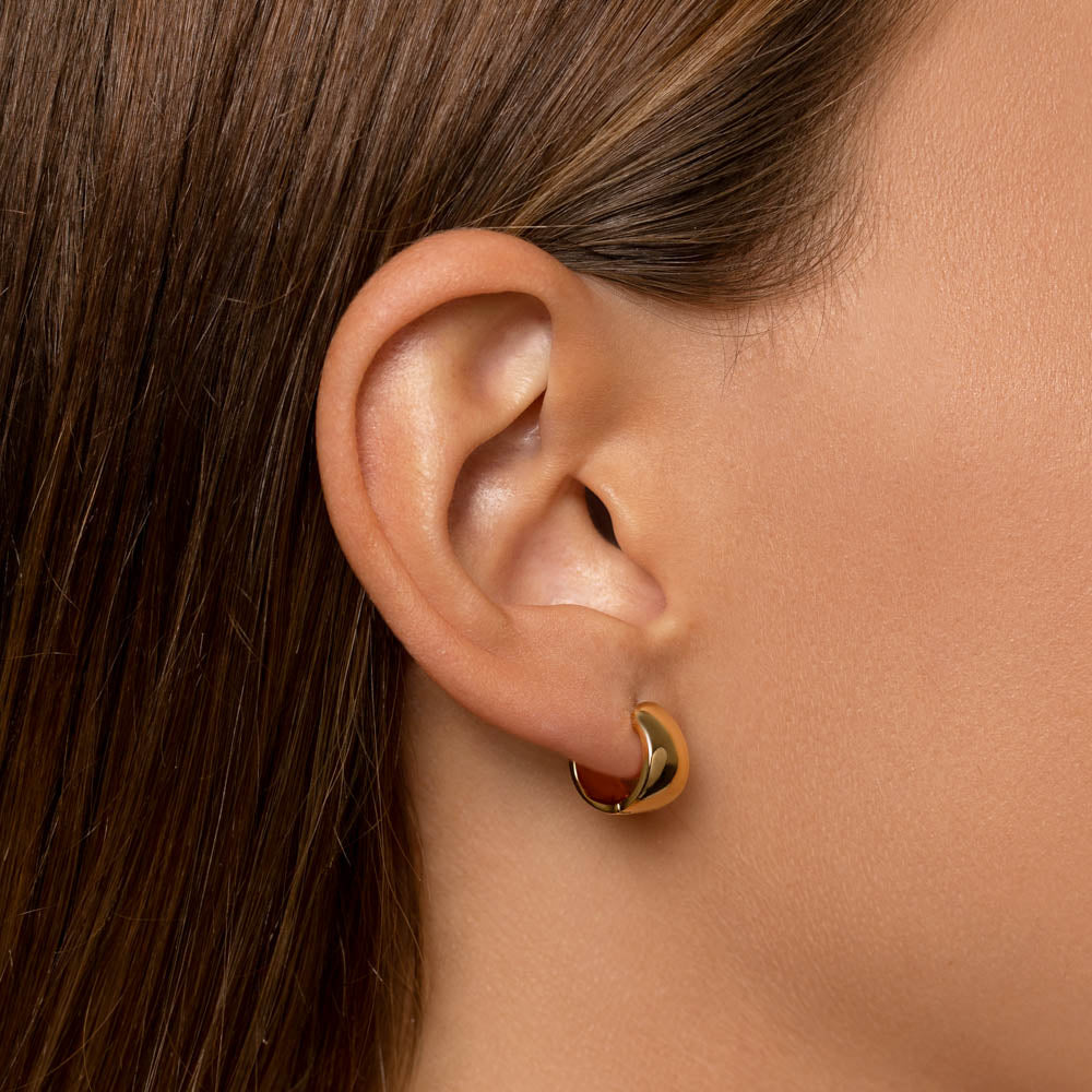Gold Thick Dome Huggies Earrings for Women - Elegant Statement Jewelry for Parties, Weddings & Special Occasions