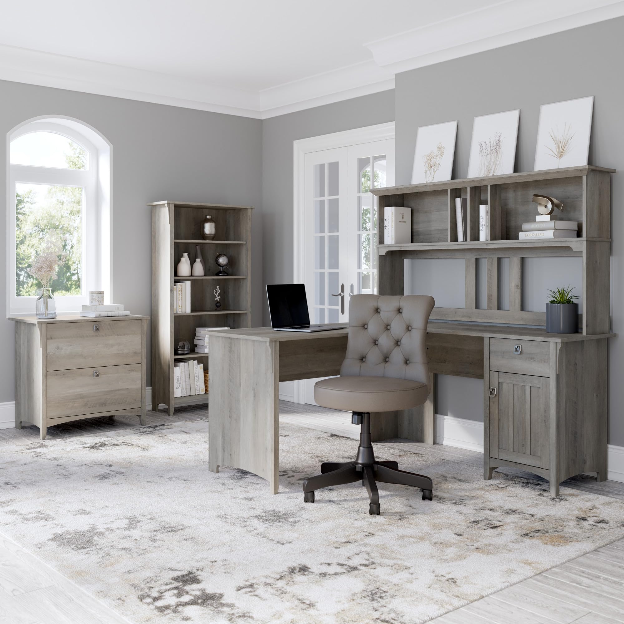 Bush Furniture Salinas 2-Drawer Lateral File Cabinet - Driftwood Gray - Home Office Storage Solution for Documents & Supplies